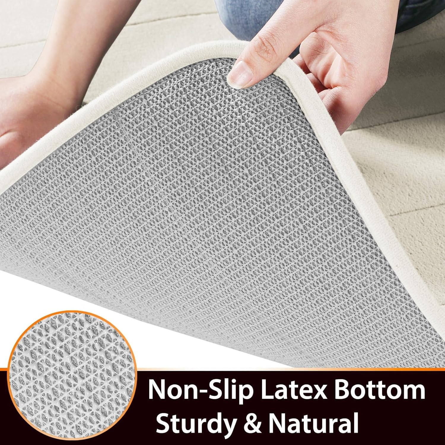 Yimobra 3 Pieces Memory Foam Bath Mat Sets, 31.5 X 19.8 + 17X24 and U-Shaped for Bathroom Rugs, Toilet Mats, Non-Slip, Soft Comfortable, Water Absorption, Machine Washable, Cream White image number 3