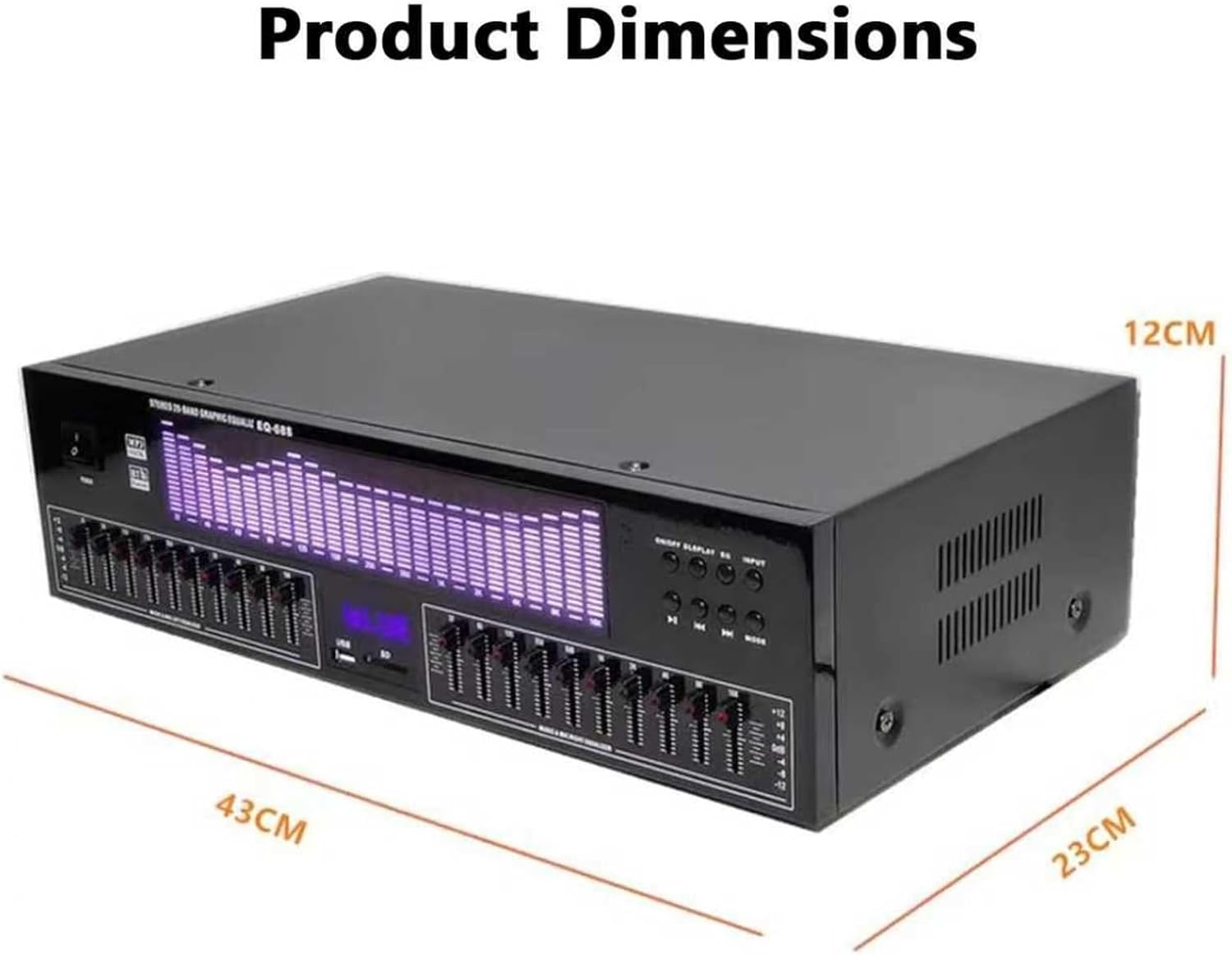 Hi-Fi Graphic Equalizer, 20-Band Digital Equalizer, Spectrum Analyzer with Remote Control, LED Spectrum Display, 15 Dynamic Styles, Noise Reduction Function, for Recording Studio, Home image number 6