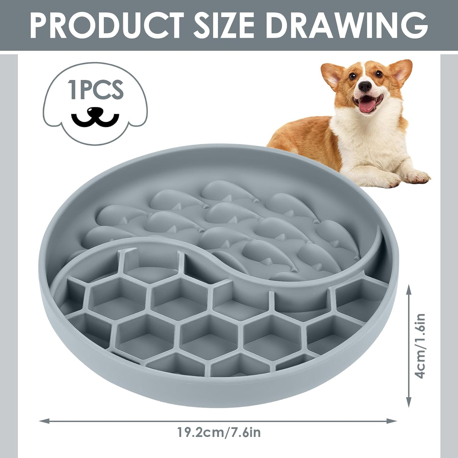 Slow Feeding Cat Bowl, Cat Feeding Bowl, Dog Bowl, Anti-Slinging Bowl, for Cats and Small Dogs (Grey) image number 3