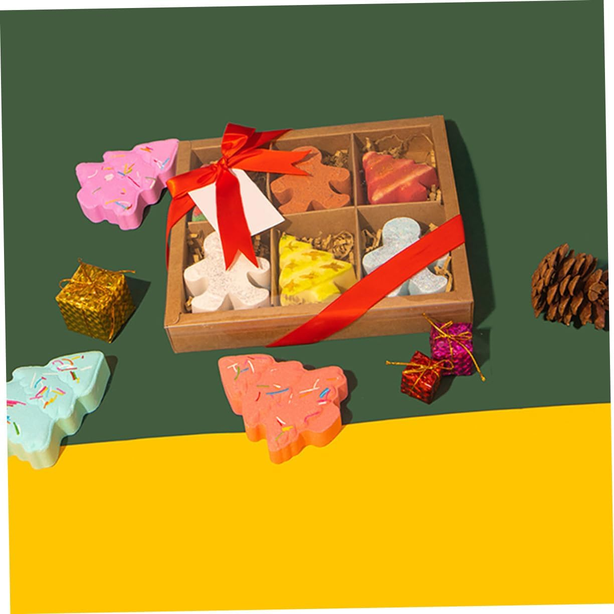 FOYTOKI 6Pcs Christmas Gingerbread Man Bathing Friendly Essential Oil Infused Bath for Relaxation and Aromatherapy for Bubble Baths image number 4