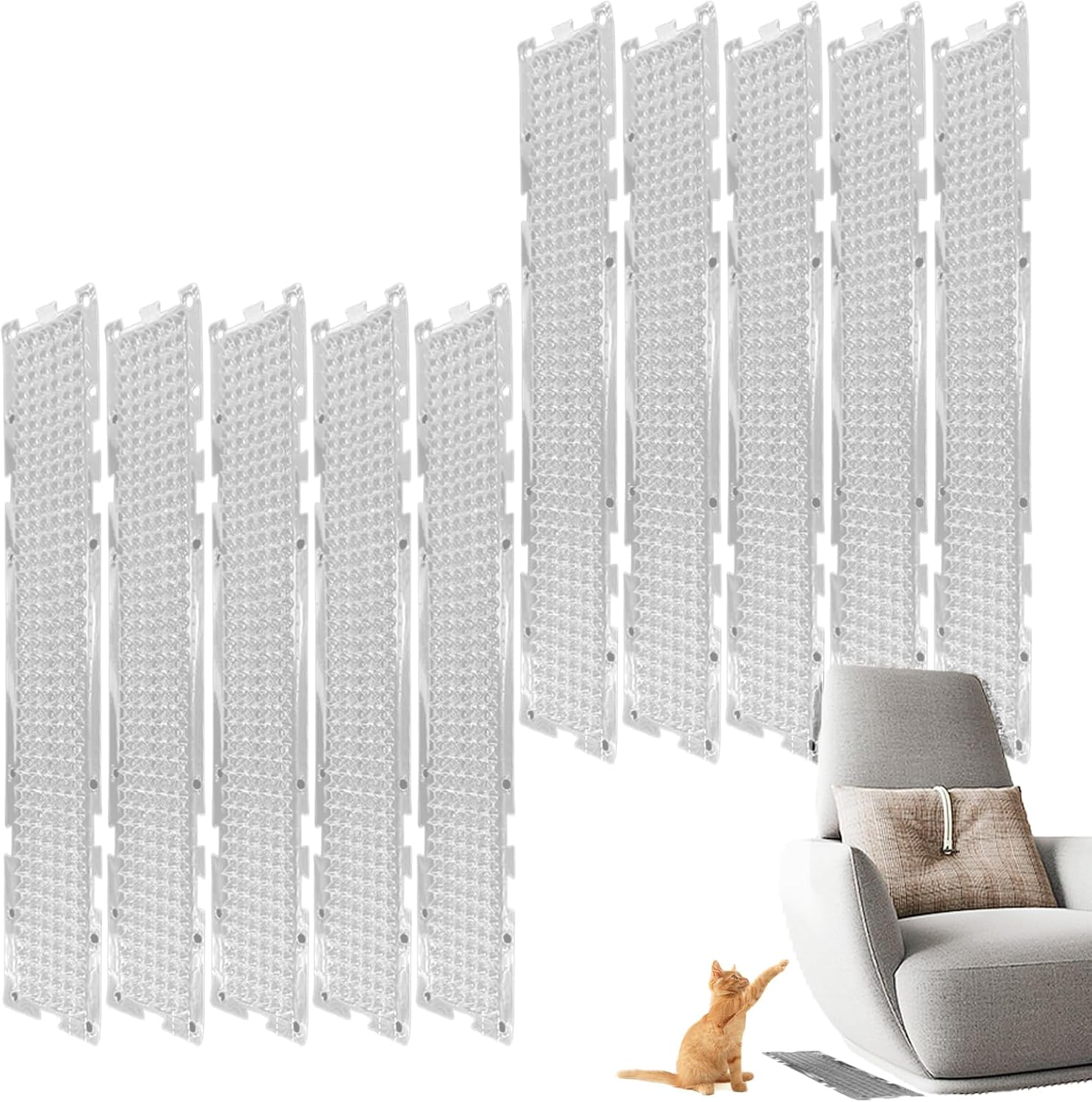 Cat Repeller Mat - anti Cat Scat Training Matting for Scratch Prevention, Heavy Duty Pet Pads with Spikes for Indoor Furniture, Garden Plants, Wall Protection, 16.54X3.15X0.39 Inches image number 2