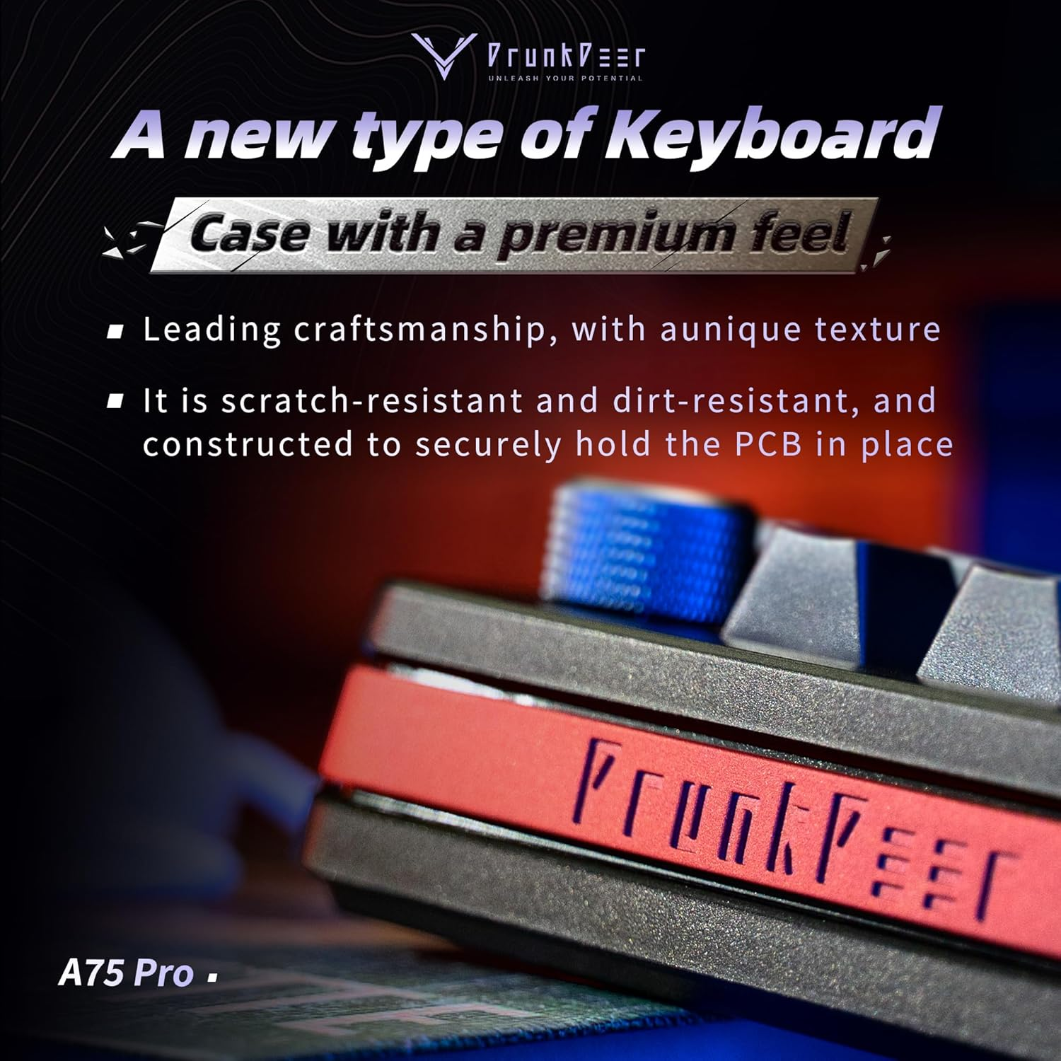 Drunkdeer A75 Pro Magnetic Switch Keyboard Rapid Trigger Mechanical Gaming Keyboard Adjustable Actuation Hall Switches PBT Keycap RGB Compact TKL 82Keys USB Wired with Knob image number 6