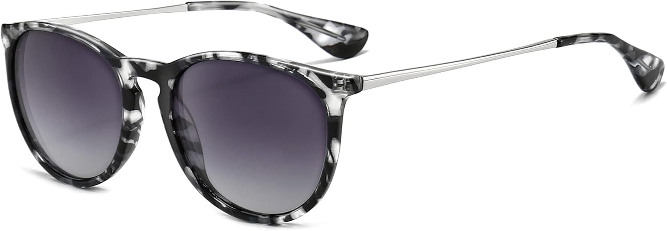 SUNGAIT Vintage round Sunglasses for Women Classic Retro Designer Style - 001 Rosewood Frame/Grey Lens image number 2