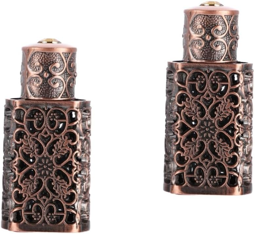 2Pcs Antique Perfume Spray Bottle Hollow Engraved Essential Oil Dispenser for Travel Refillable Vintage Container for Daily Use and Decoration image number 3