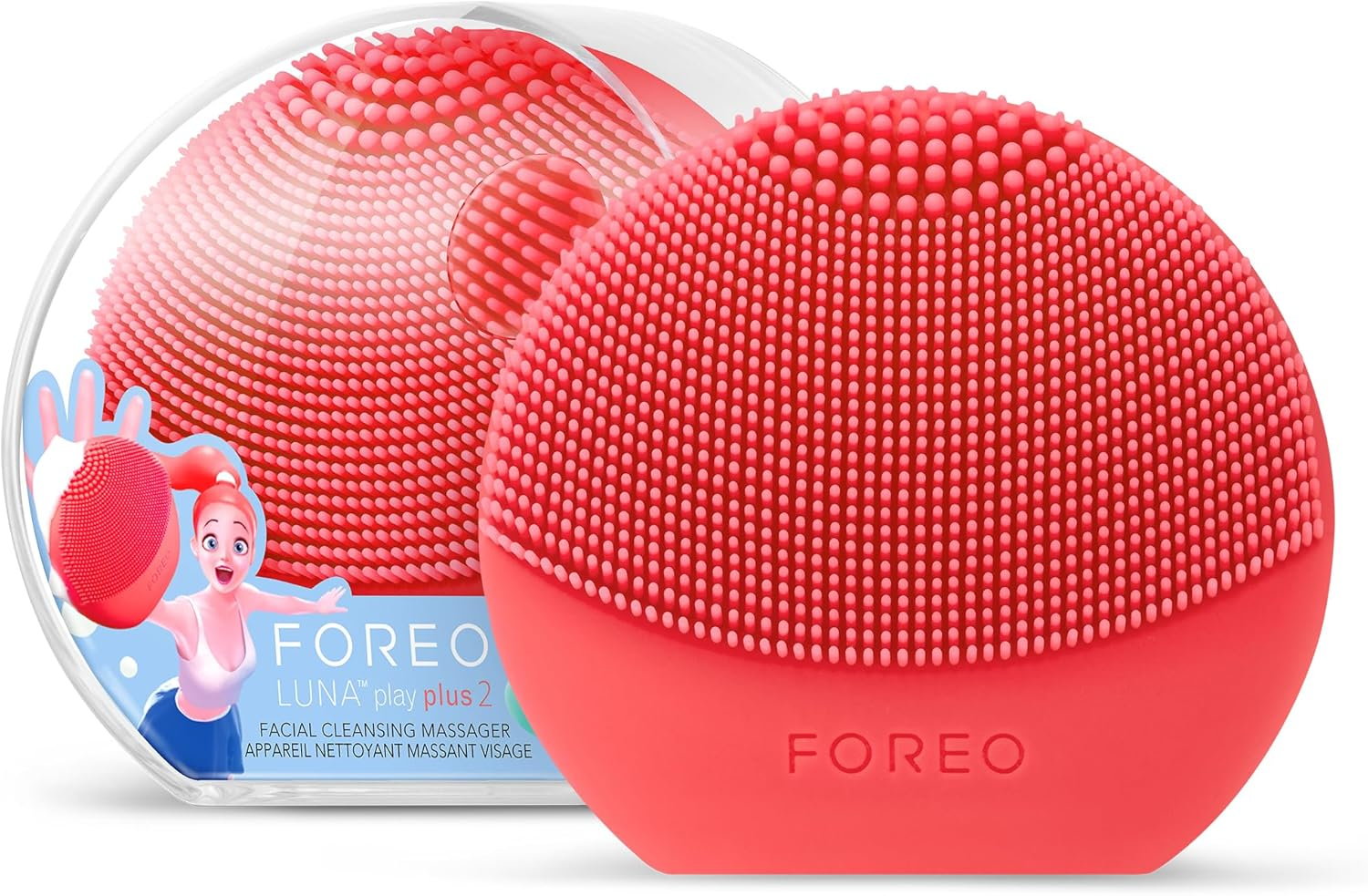 FOREO LUNA Play plus 2 Peach of Cake Compact Silicone Facial Cleansing Brush for All Skin Types, Replacable AAA Battery, 2-Zone Brush Head, T-Sonic Massage, 1-Min Routine image number 5