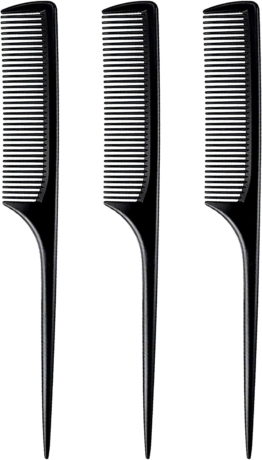 3 Pack Rat Tail Comb Fine Tooth Comb Black Hair Comb for Sectioning, Parting, Styling Hair (9.1 X 1.1 Inch)