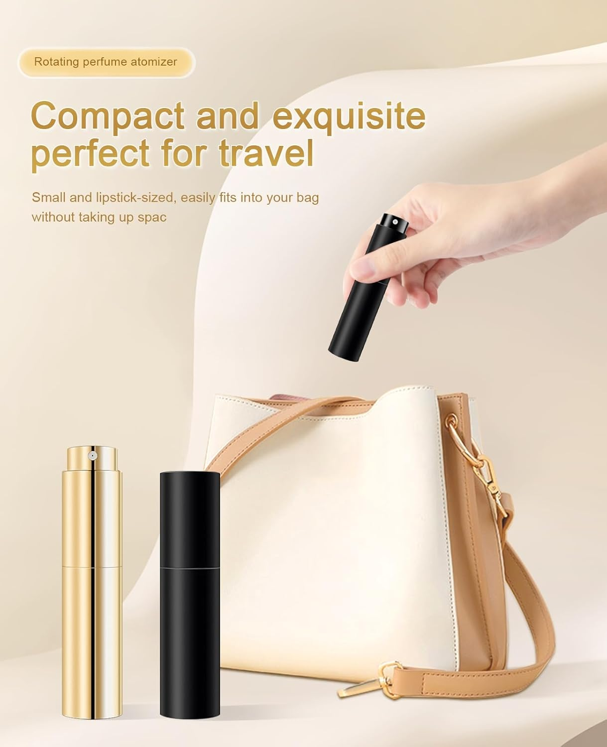 Asanana Atomizer Perfume Refillable Bottle 5Ml Twist-On Bottom Fill Fine Spray Portable Leakproof Mini Travel Bottle Essential Waterproof Durable Simple Suitable (Gold-2P) image number 6