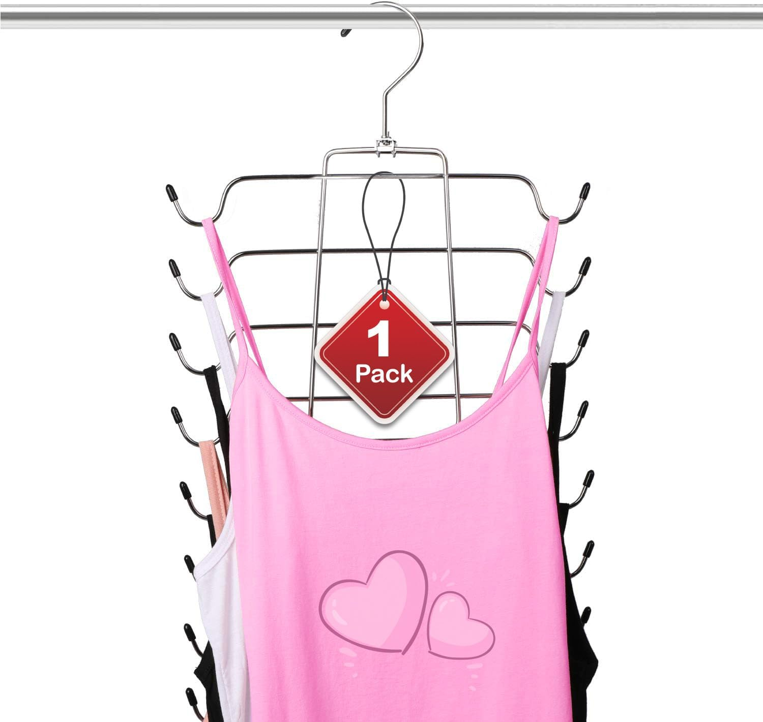 8 Tiers Foldable Bra Hanger/Camisole Hanger, Space Saving Hangers Closet Organizer for Strap Dress, Tank Top, Camisole, Bra, Pajamas, Bathing Suit, Ties and More (3 Pack)