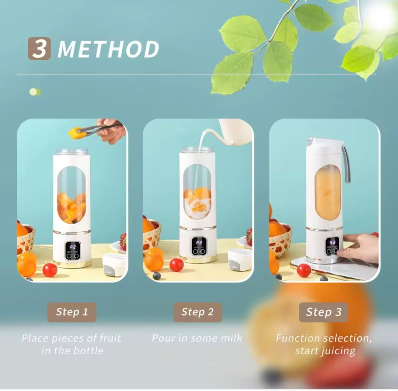 Portable Blender, Personal Blender Electric Shaker for Smoothie, Milkshake, Juice, Mini Smoothie Blender 12 Blade Milkshake Mixing Machine Stir and Go Juicer, HAND BLENDER image number 5