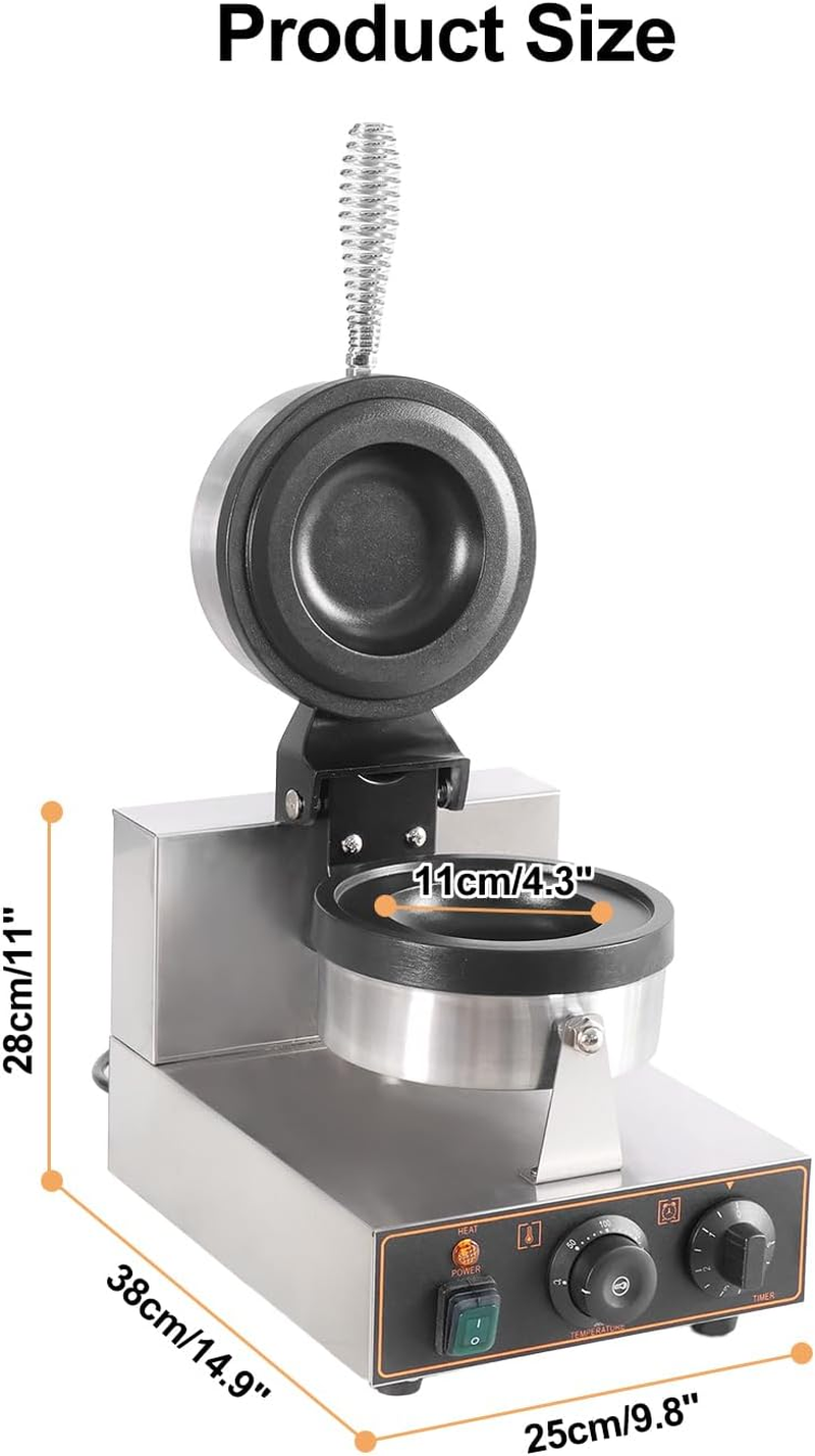 Zertylre Burger Waffle Maker, Non Stick Electric Panini Press Machine, Electric Heating Single Head Ice Cream Burger Machine, Double-Sided Heating, 50-300℃, 5 Minutes Timer (A Style) - A Style image number 5