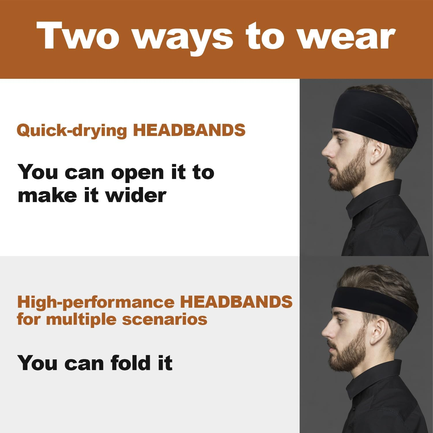 Headbands,T Tersely Yoga Sports Headband, Non-Slip & Lightweight Mens Sweat Band, Womens Elastic Athletic Hair Band for Men,Working Out Sweatband