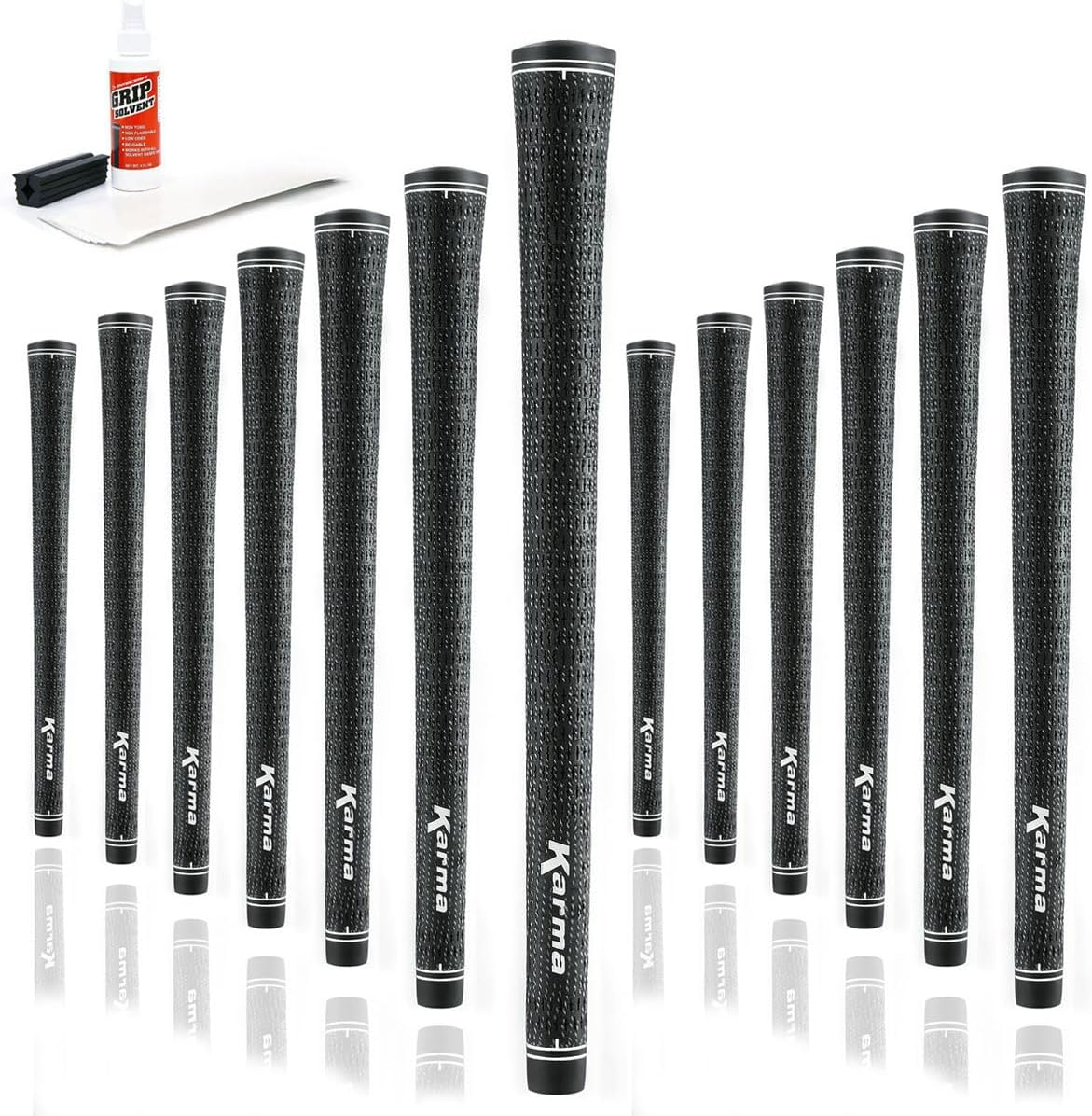Karma Velour Full Cord Golf Grips & Grip Kit, Black Standard Size All Weather Non-Slip Corded Rubber Replacement Golf Club Grips image number 4