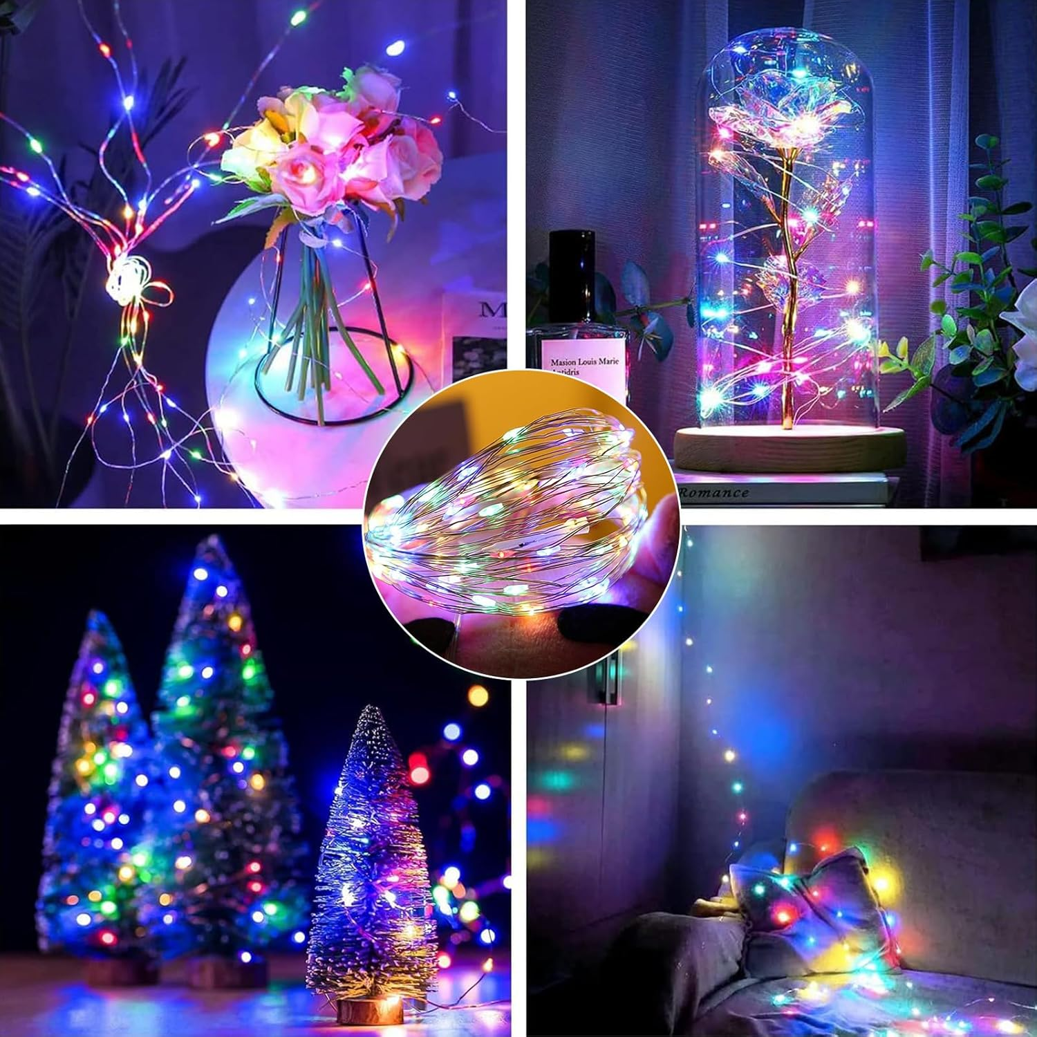 33Ft 100 LED String Lights, 2Packs Multicolor Fairy Lights Battery Operated with 8 Modes Led Twinkle Lights for Bedroom Wedding Birthday Party image number 2