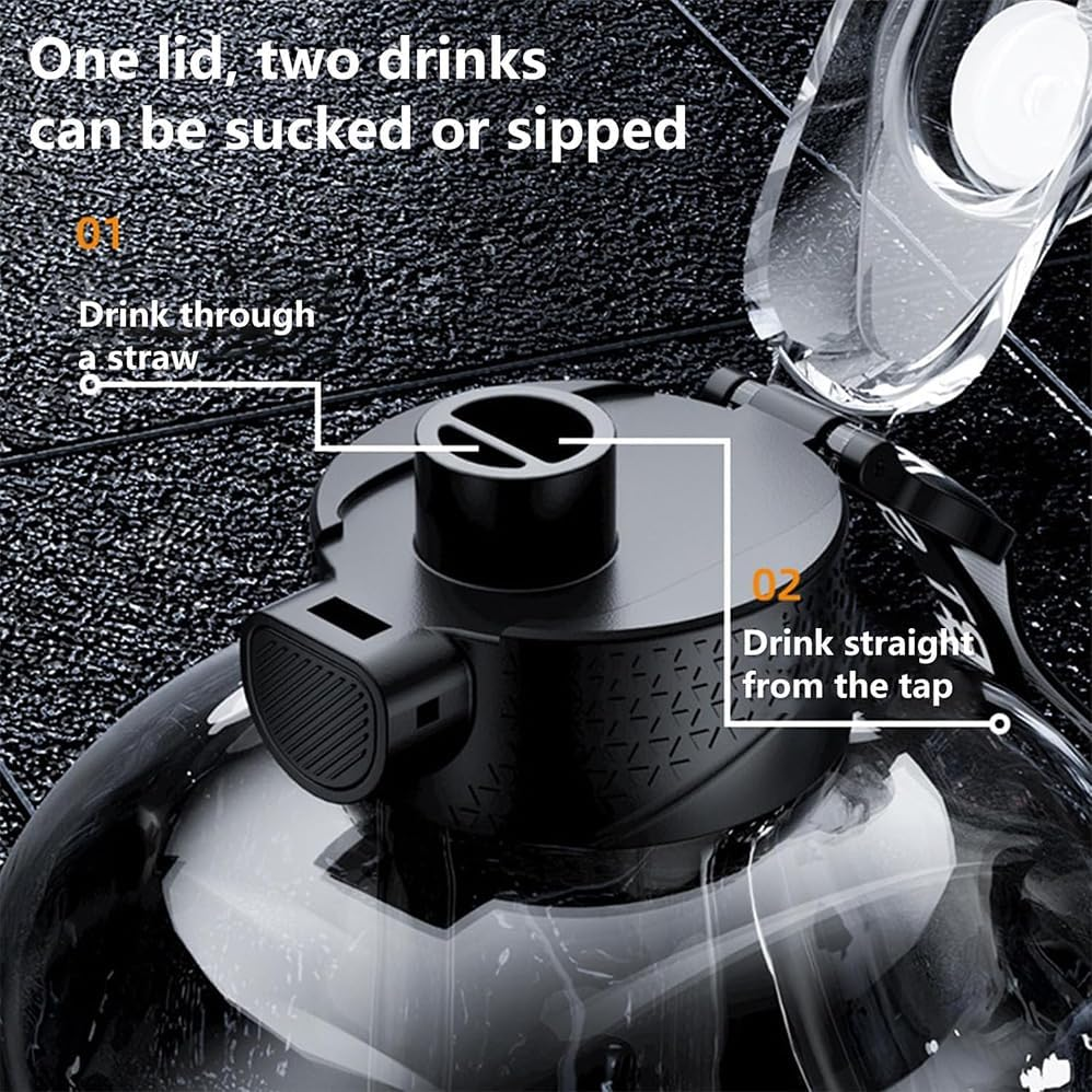 Betterlifewj 1.7L Water Bottle, Two Large Capacity Water Bottles, Gray Water Bottle with Straw, Perfect for Sports, Fitness, Travel image number 2