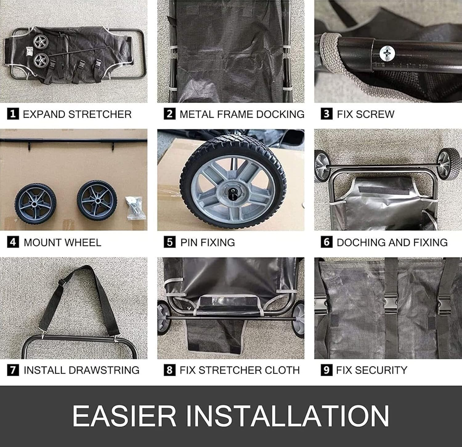 Animal Stretcher Pet Transport Stretcher Pet Trolley 45X22 Inch Max 250Lbs Capacity with Wheels image number 4