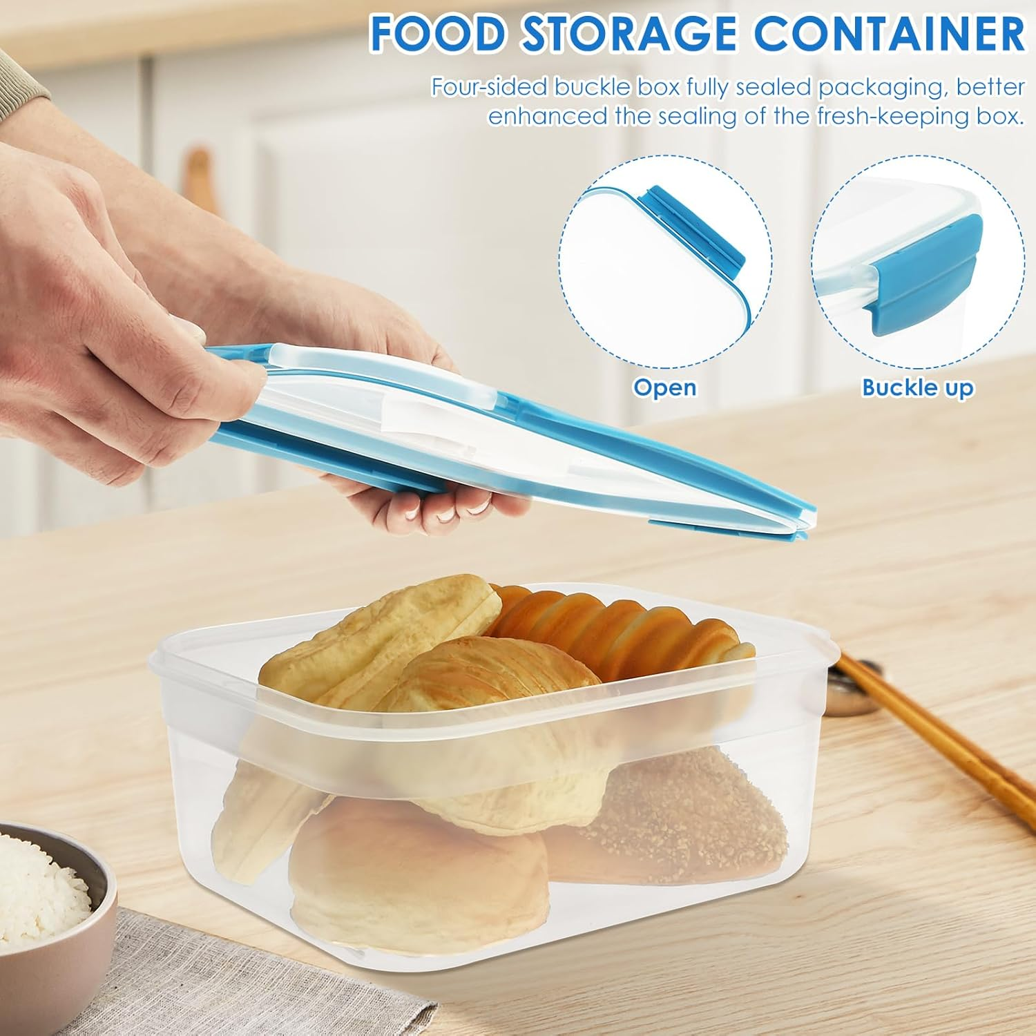 5Pcs Food Container, Silicone PP Food Box, Case Well Sealed Container Keep Fresh Food Box, Box for Kitchen & Organisation image number 6