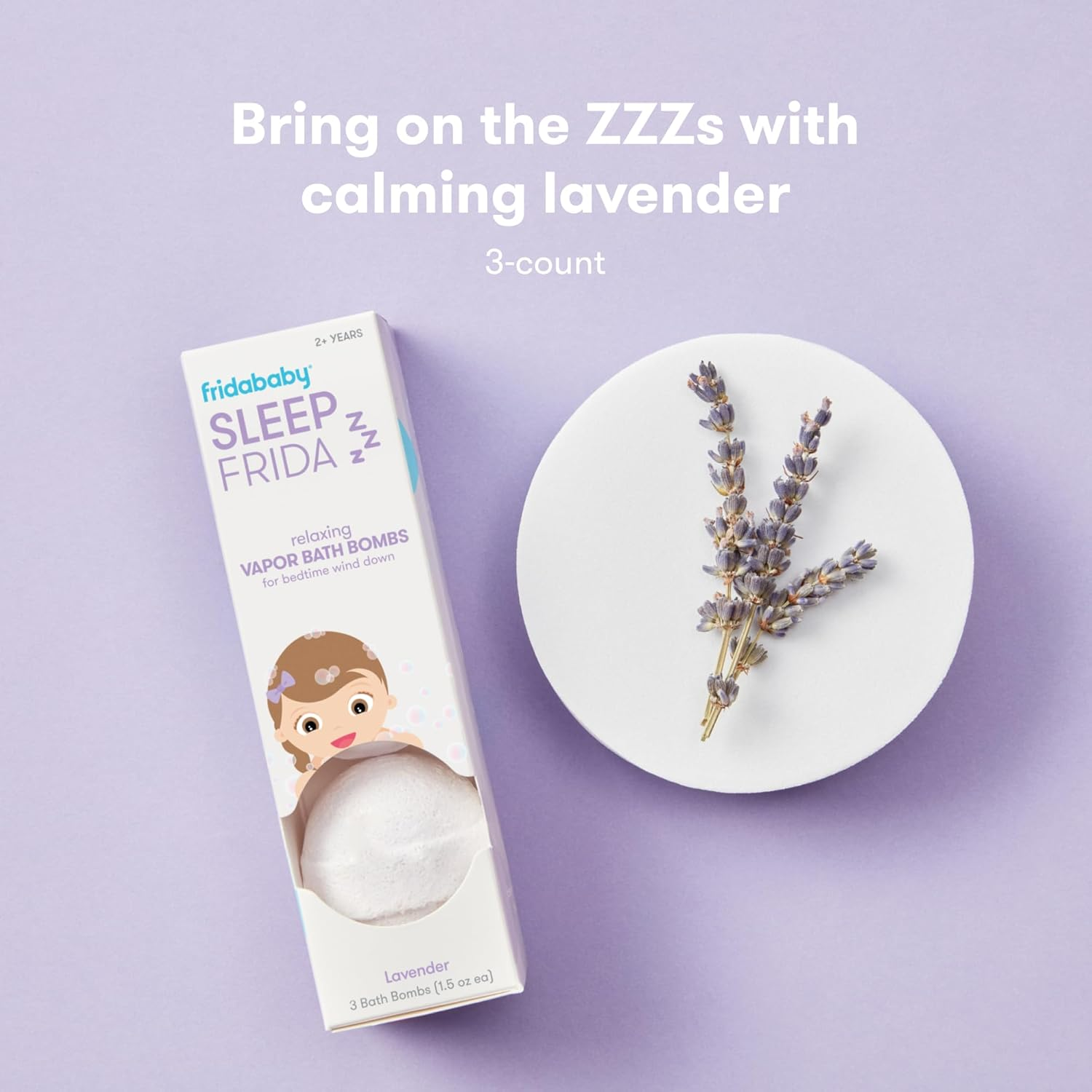 Frida Baby Natural Sleep Bath Bombs, Lavender Essential Oil Bath Bombs for Bedtime, Relaxing & Calming Shower Bombs with Aromatherapy Oil for Better Sleep image number 4