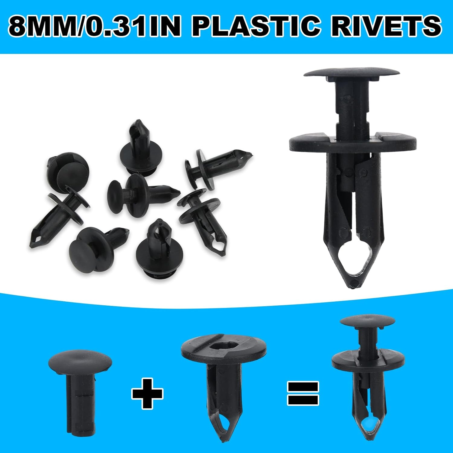 BOXOB 120Pcs Plastic Fender Clips Body Rivets, 4 Styles Push Rivet Pins Compatible with UTV ATV Motorcycle Sports Bicycle M7 and More Fender Clips for Polaris Yamaha Suzuki Kawasaki image number 2
