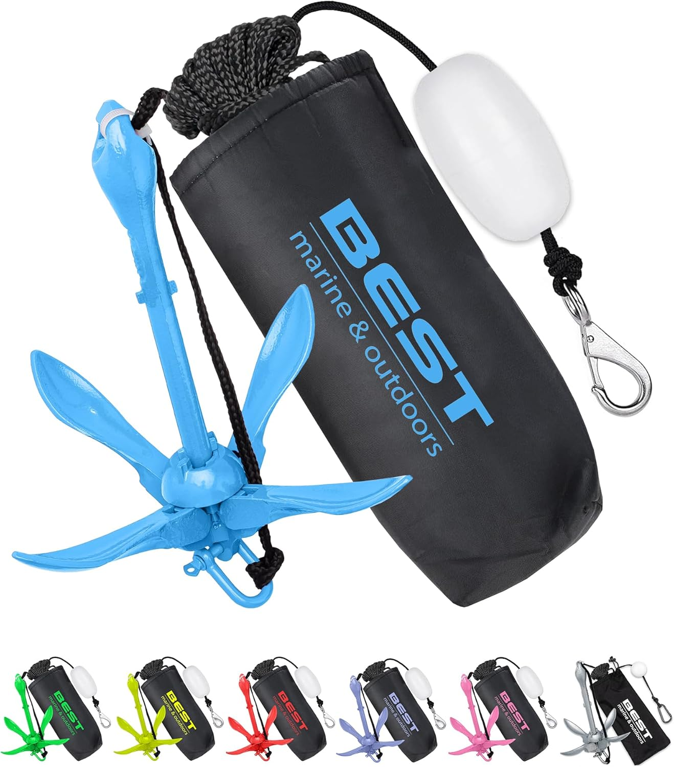 Best Marine and Outdoors Kayak Anchor, 1.6 KG Anchor System Kit for Kayaks, Canoes, SUP Paddle Boards & Jet Skis, Fishing, Boating & Kayaking Accessories