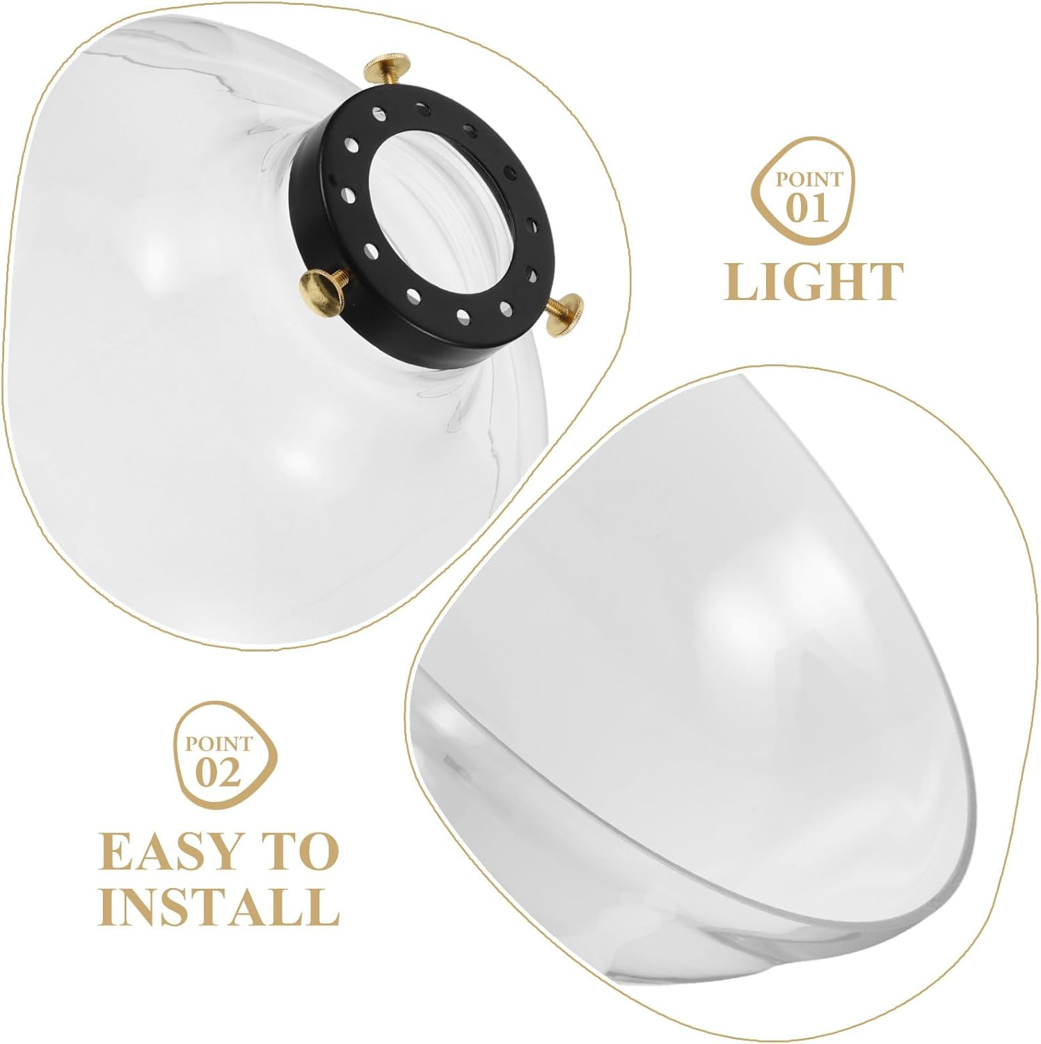 MERRYHAPY Glass Lampshade: Funnel Shape Decorative Light Shade - Transparent Glass Lampshade Replacement for Dining Room - Fits for E26/E27 Lighting Fixture