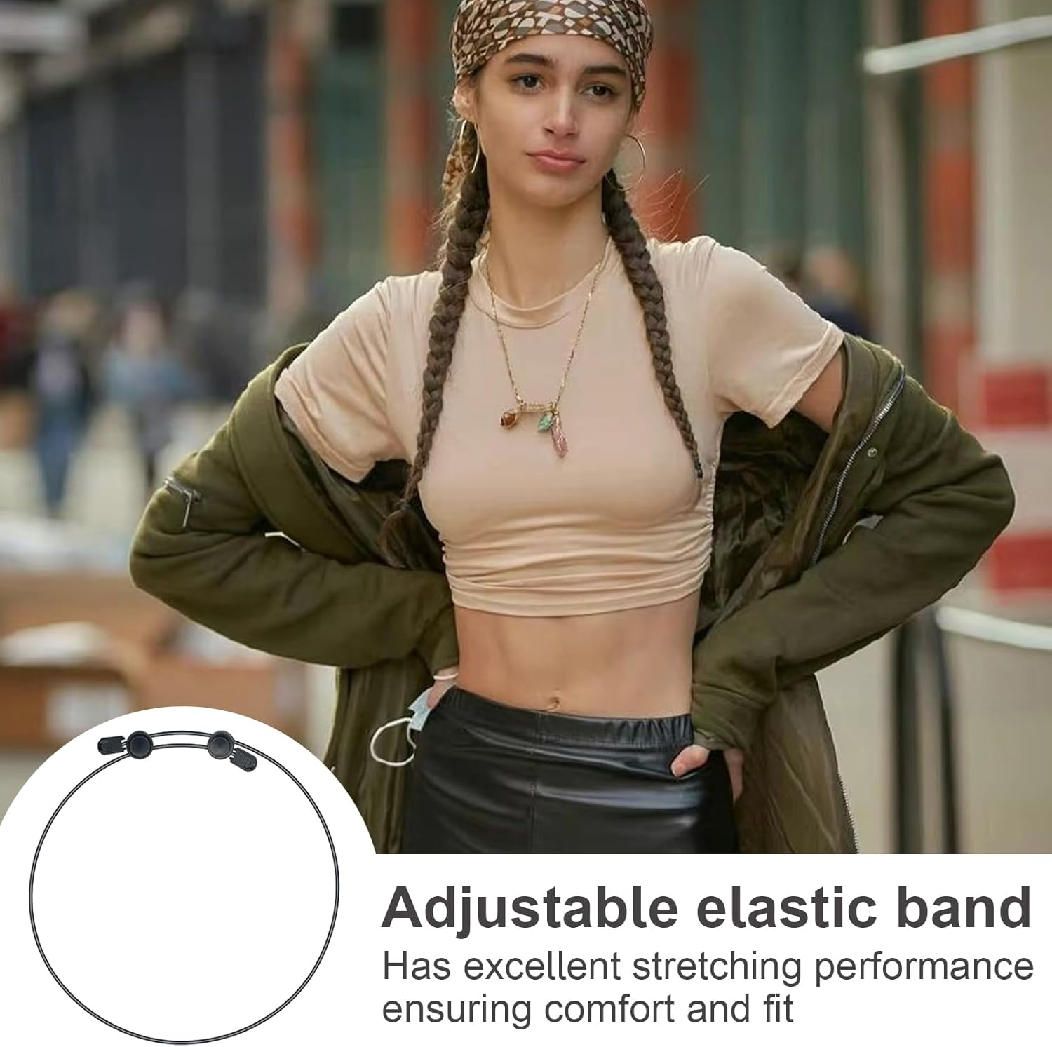 Jumper Tuck Band, 115CM Adjustable Crop Tuck Waist Band, Invisible Stretchy Elastic Waist Belt for Women, Stretchable Elastic Belt Women Tucking Jumpers, for All Clothing Types image number 5