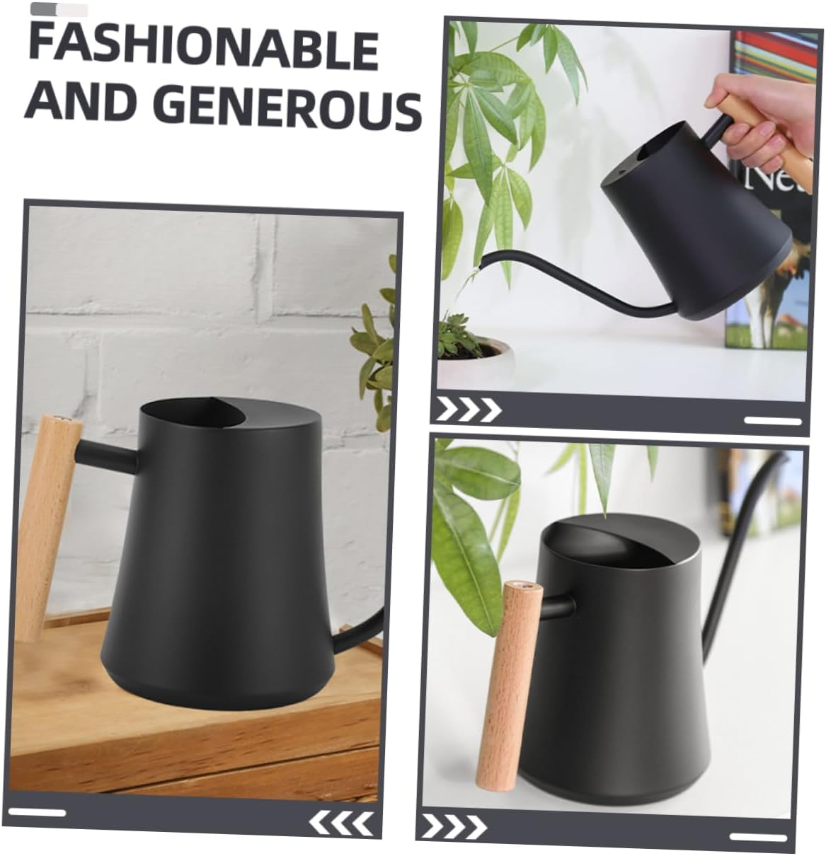 Indoor Plant Watering Pot Decorative Vintage Bamboo Tube Style Long Spout Gentle Watering Can for Succulent Flowers image number 3