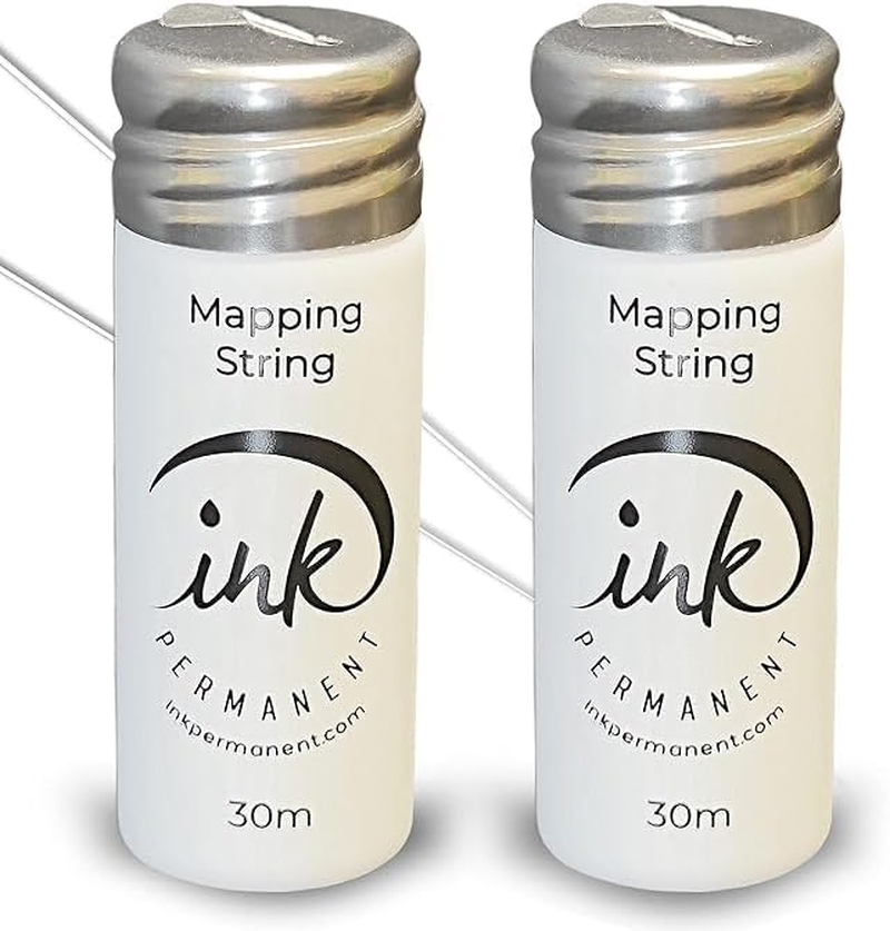 Ink Permanent White Brow Mapping String [2 X 100 Ft Bottles - 60 M] Pre-Inked Mapping String for Permanent Makeup and Microblading Supplies | Brow Mapping Kit | Mapping String for Brow Mapping image number 1