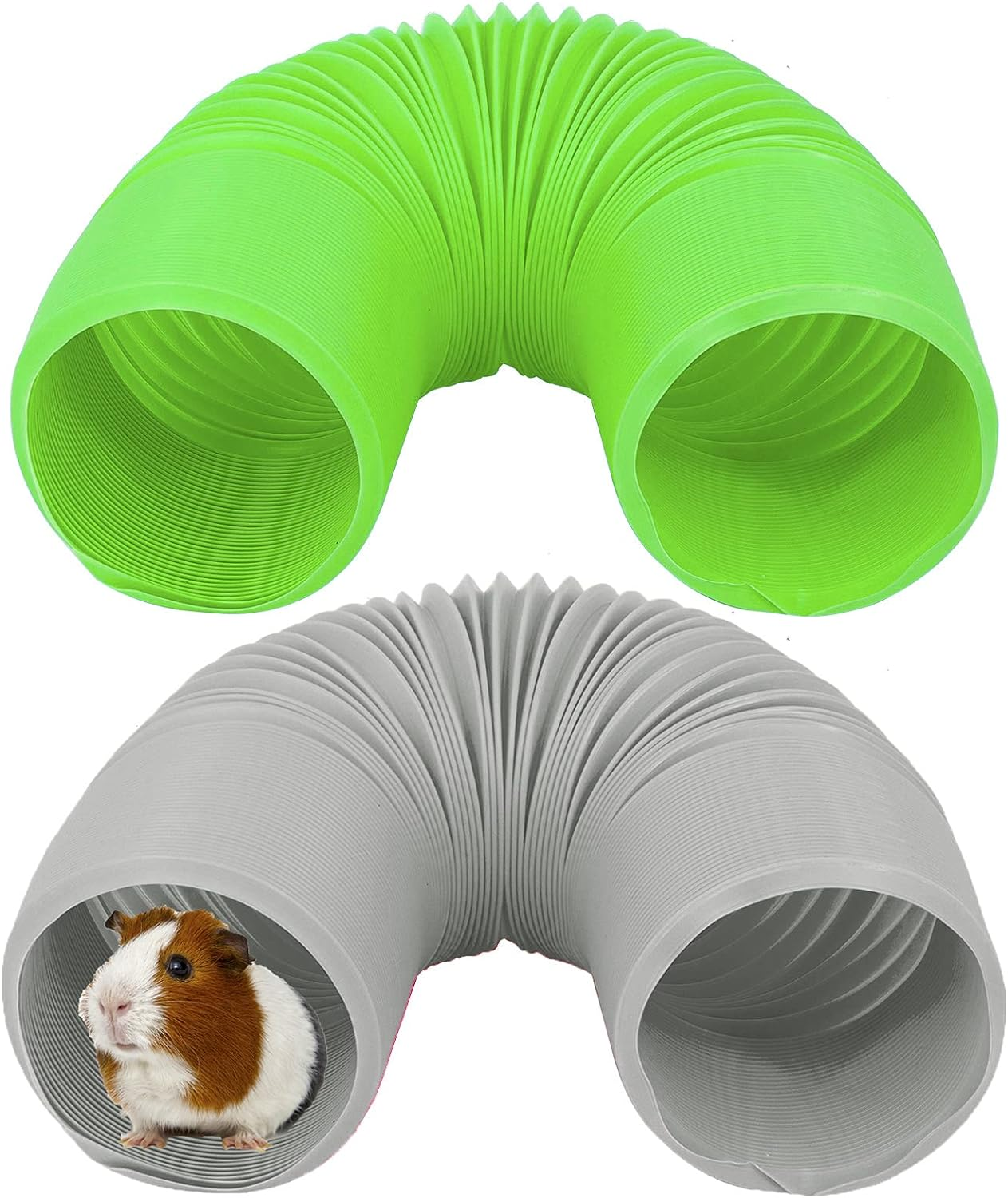 2 Pieces Pet Fun Tunnel Small Animal Play Tunnel Collapsible Plastic Tube Pet Hideaway Fun Toys for Hiding Training Fit Guinea Pigs Hamsters Chinchillas Rats Ferrets Dwarf Rabbits Pink Blue Wishope