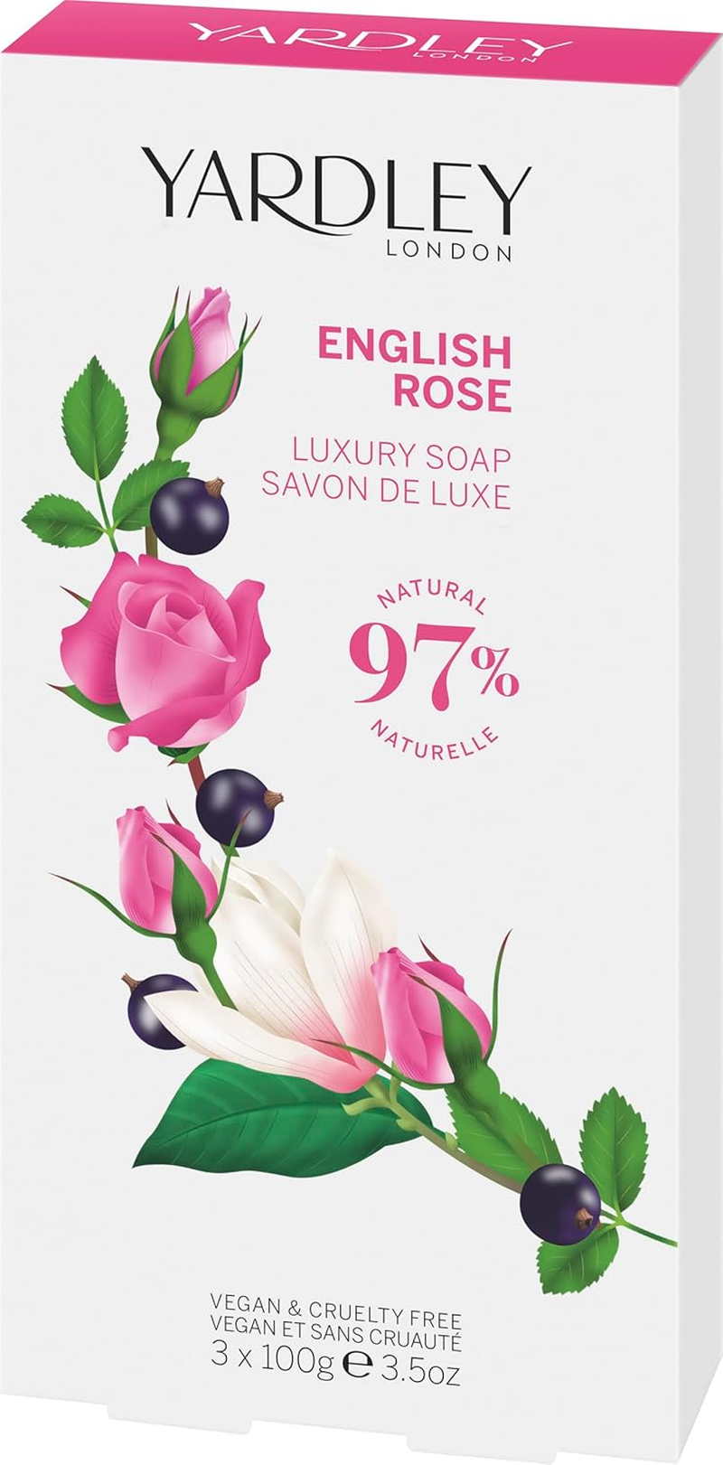 Yardley of London English Rose Soap, 100 G (3 Pieces) image number 1