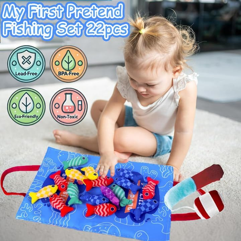 Montessori Toys for 1 Year Old Boy Girl, Cloth Fishing Game Baby Toys 6-12 12-18 Months, Toddlers'S Sensory Toy with Stacking Cups, Number Counting, Color Sorting image number 6