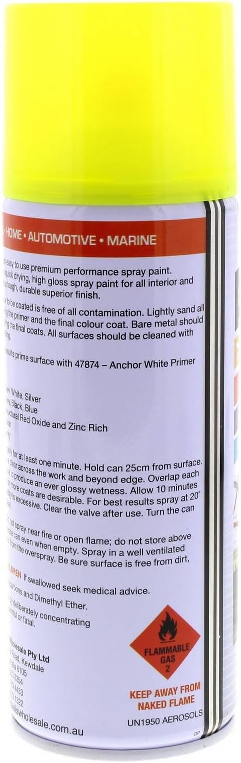 Anchor Spray Paint, Fluorescent Yellow, 300 G