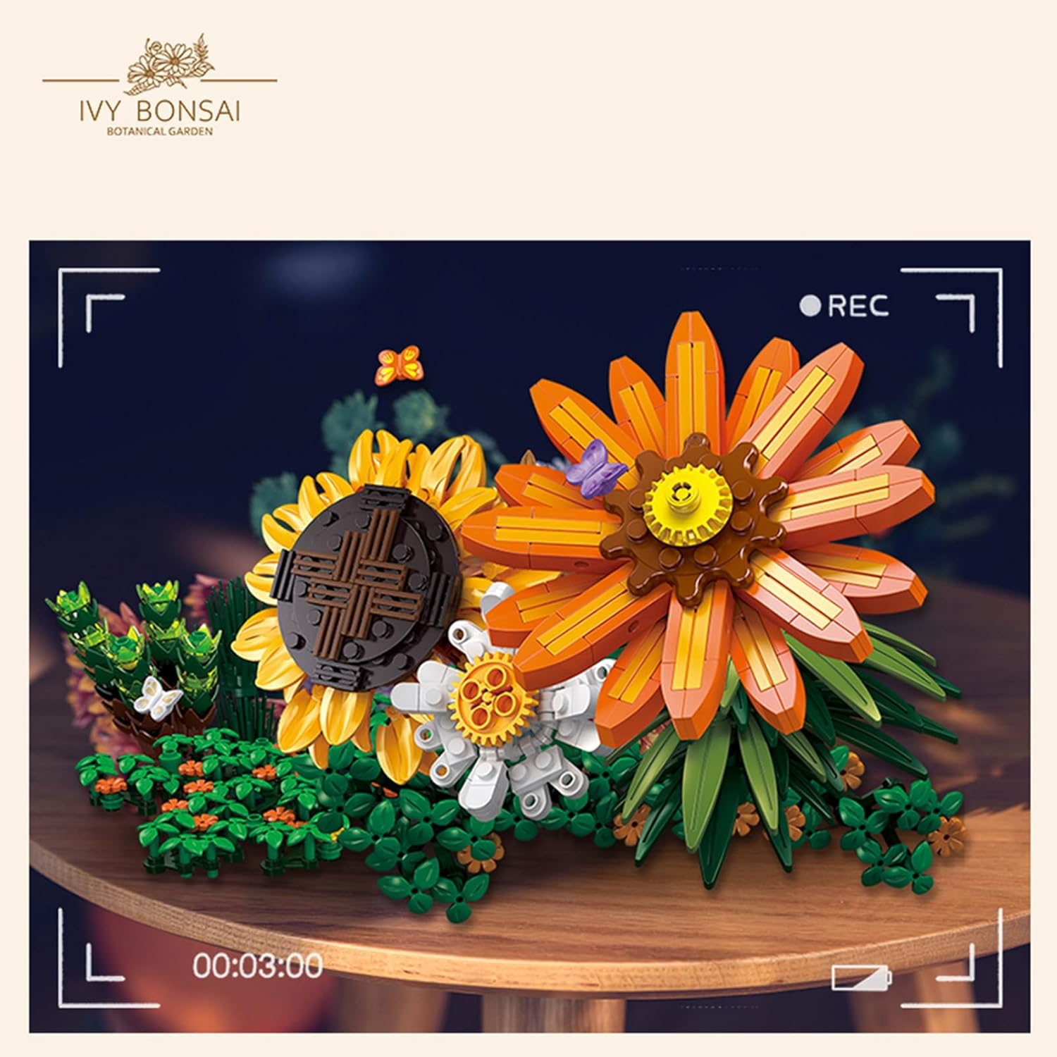 Flower Building Kits Botanical Bonsai Building Set - 924Pcs, Home Decor, Mother'S Day, Valentine'S Day, Christmas for Adults and Kids, Climbing Ivy, Sunflower, Chrysanthemum.