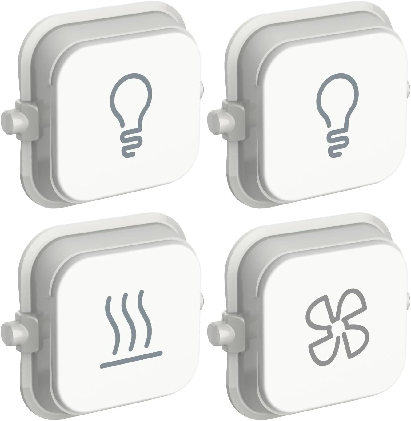 Dolly Rocker with Icon, for Clipsal Iconic Series Wall Switches, Vivid White, 40LR-VW 40HR-VW 40FR-VW - Light, Heat and Fan Icons 3 Pack (3Pcs Light, Fan, Heat) image number 3