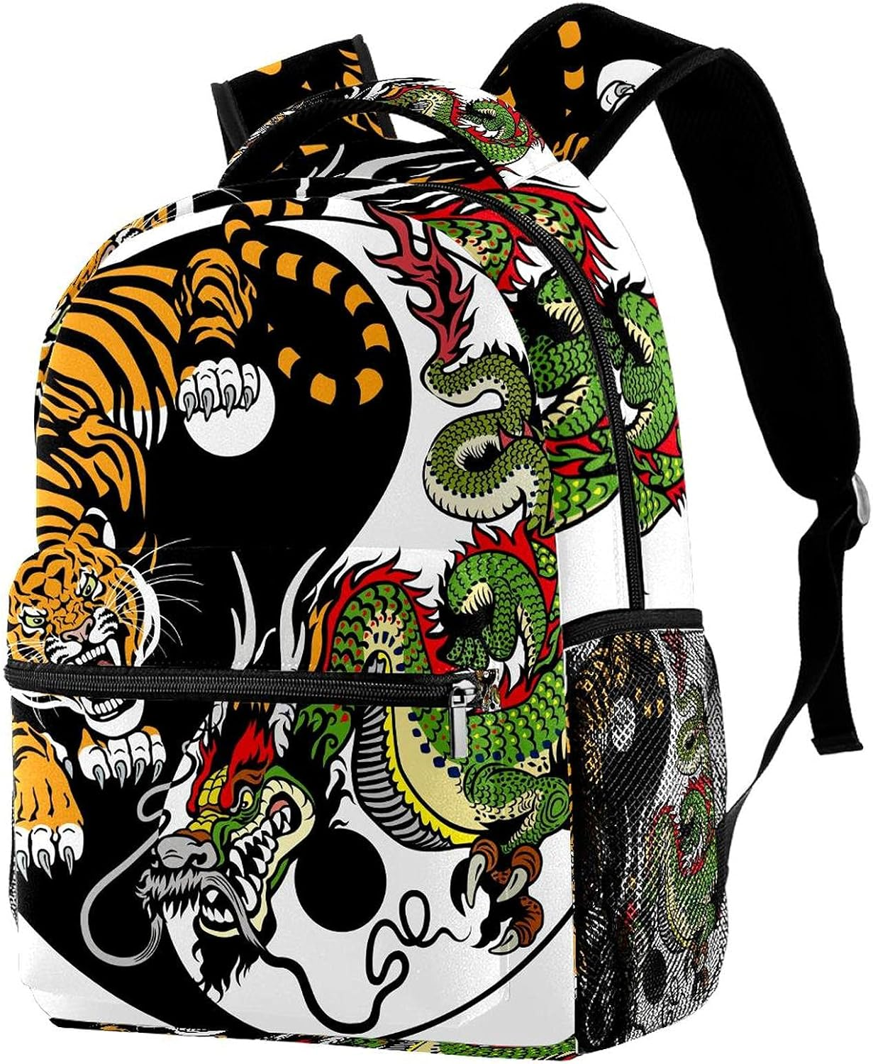 Dragon and Tiger Battle Backpack Students Shoulder Bags Travel Bag College School Tote Backpacks image number 4