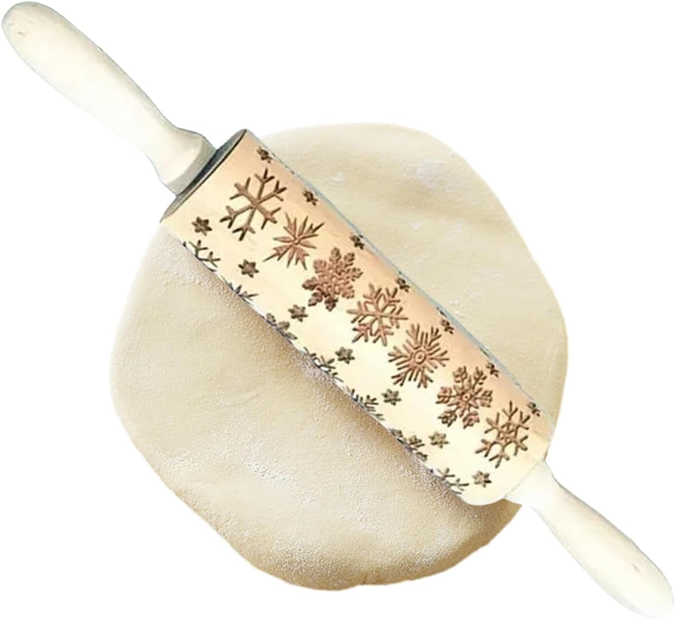 Rolling Pin with Design - Engraved Wooden Christmas Baking Cookie Stamps | Elegant Dough and Clay Roller Kitchen Decor Tools for Bun Pizza Pastries image number 3