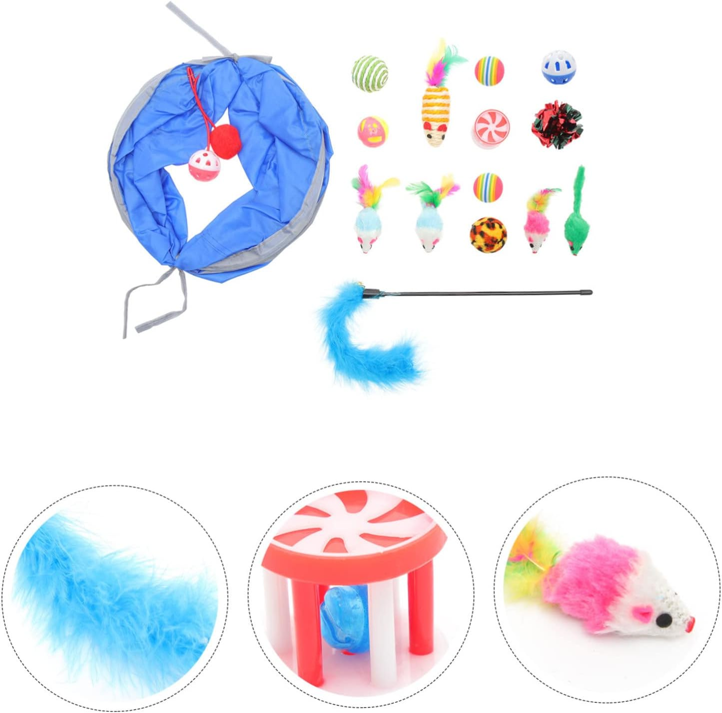 BCOATH Cat Toys Bulk Pack 15Pcs Set of Cat Interactive Toys Kitten Teaser Cat Molar Toys Cat Tunnel Toy Safe for Cats image number 3