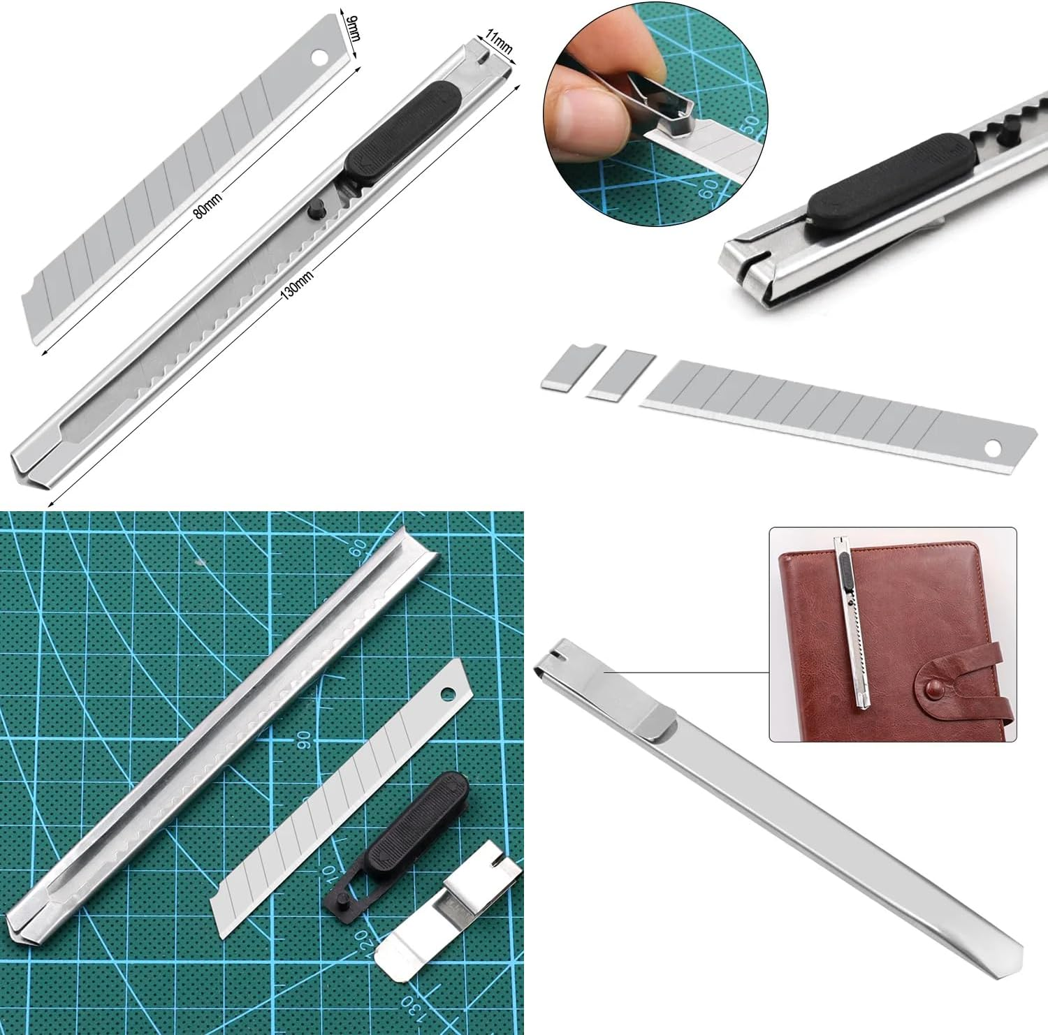 LZLRUN Window Tinting Tool Car Vinyl Wrap Tool Kit Contain Retractable 9Mm Utility Knife and Blades, 4 Inch Felt Squeegee, Zippy Vinyl Cutter and Mini Go Corner Squeegee for Vehicle Wrapping image number 1