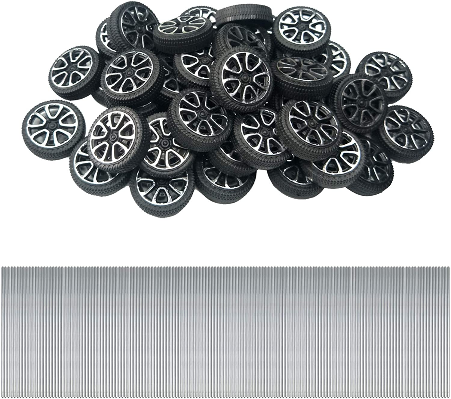 EUDAX 30Mmx9Mm Plastic Roll 2Mm Dia Shaft Toys Wheel and 2Mmx100Mm STEM Shaft round Rod Axles for DIY Toy RC Car Truck Boat Helicopter Model Part (300 Pcs) image number 5