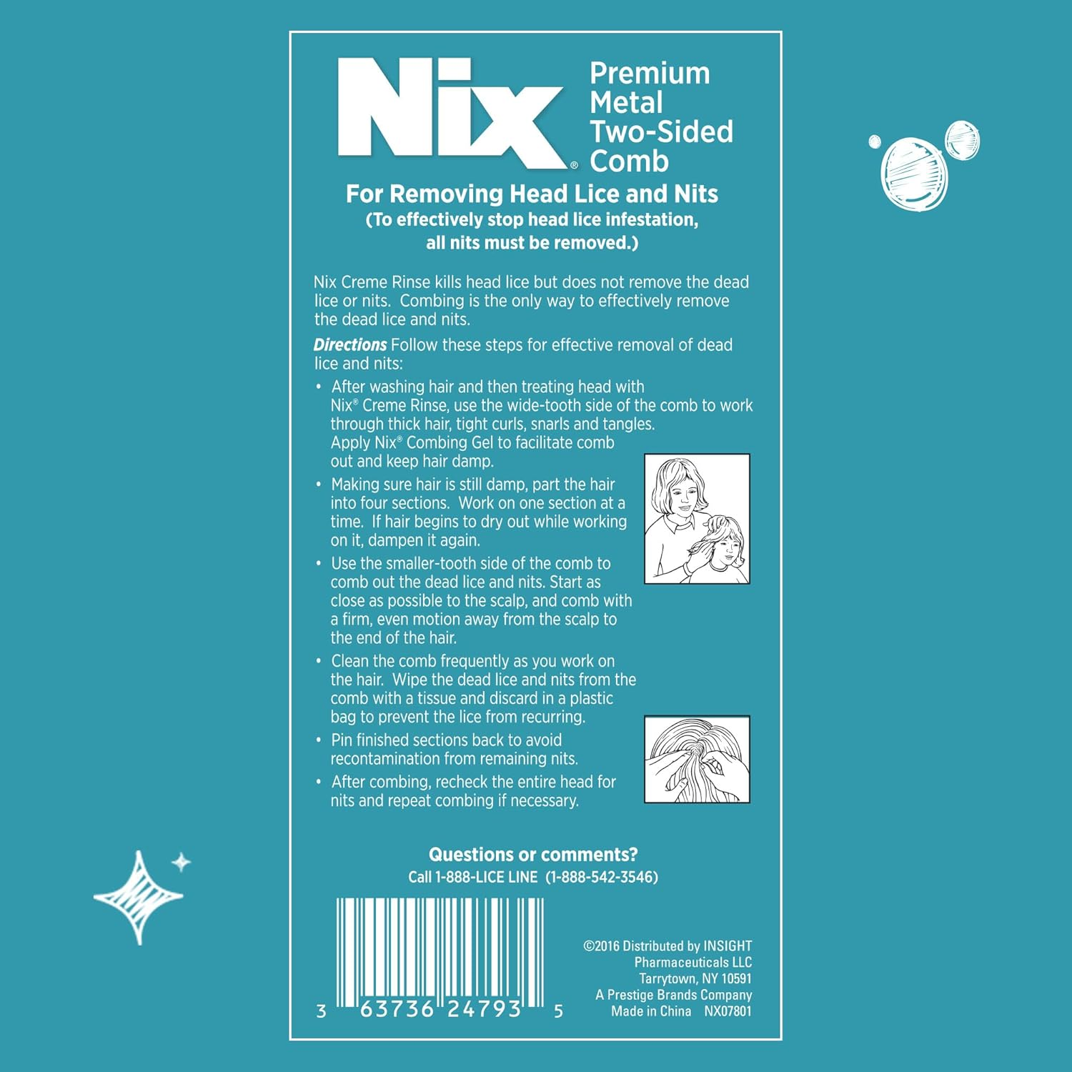 Nix Premium Metal 2-Sided Lice Removal Comb | Designed to Remove Lice and Nits image number 5
