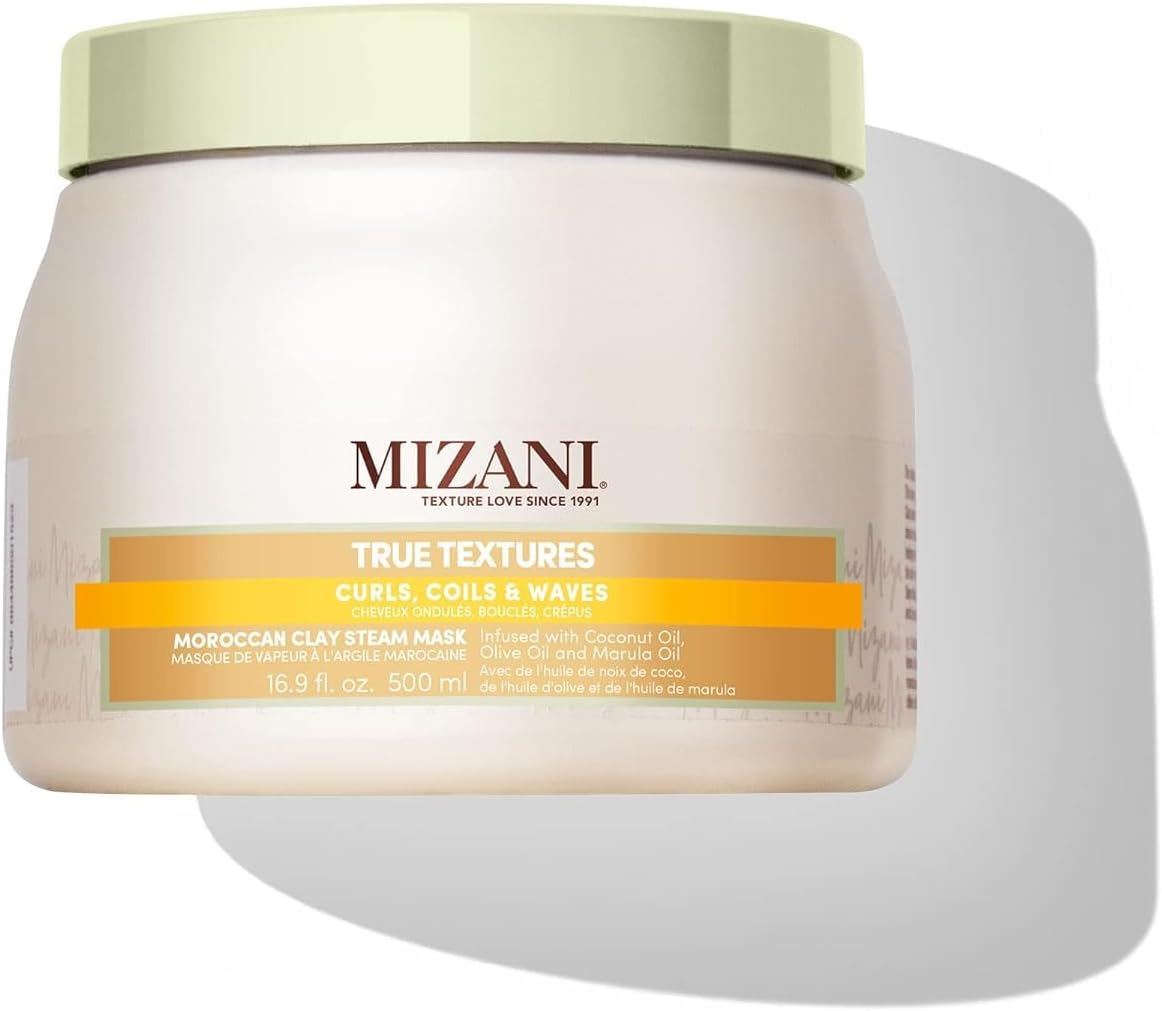 MIZANI True Textures Moroccan Clay Steam Mask - Deeply Conditions & Nourishes with Coconut Oil, for Curly Hair
