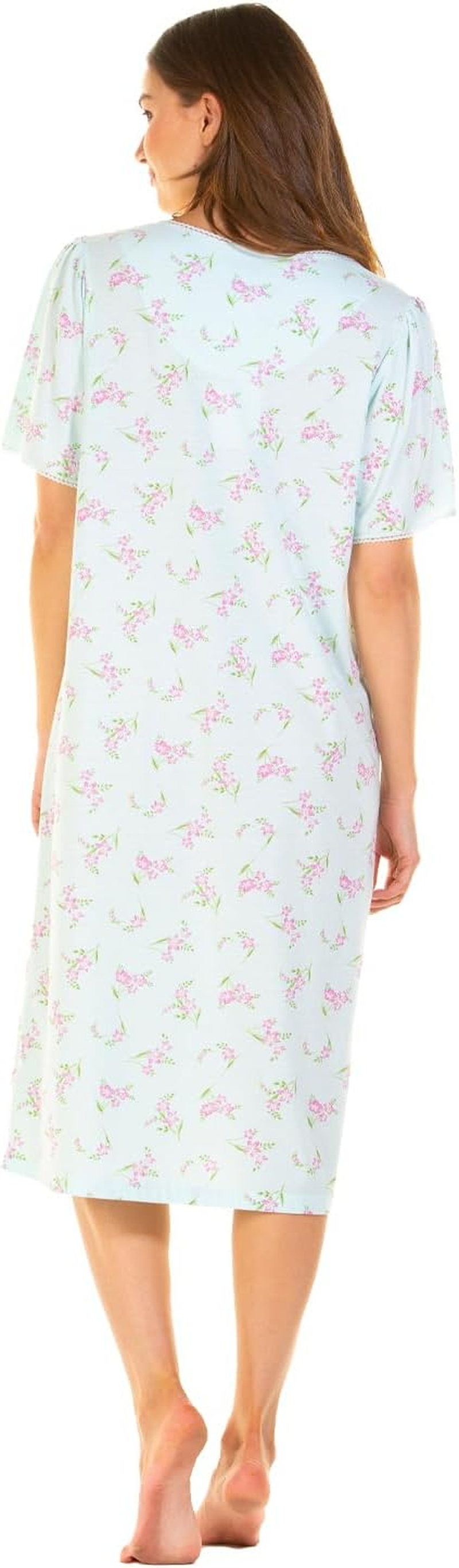 Ladies Cotton Rich Jersey Short Sleeve Floral Nightie Nightdress image number 6