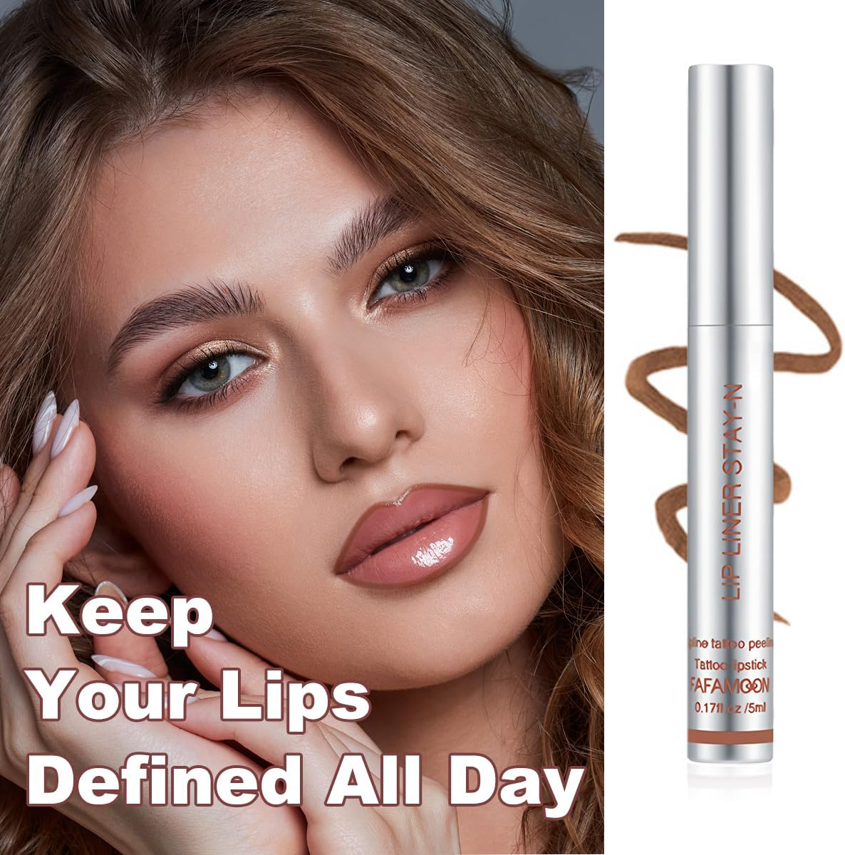 Peel off Lip Liner Stain Long Wear Tattoo Lip Stain Long Lasting, Detachable Pencil Waterproof Transfer-Proof, Highly Pigmented Color Finish Lip Tint Stain (03#Vintage, M) image number 5