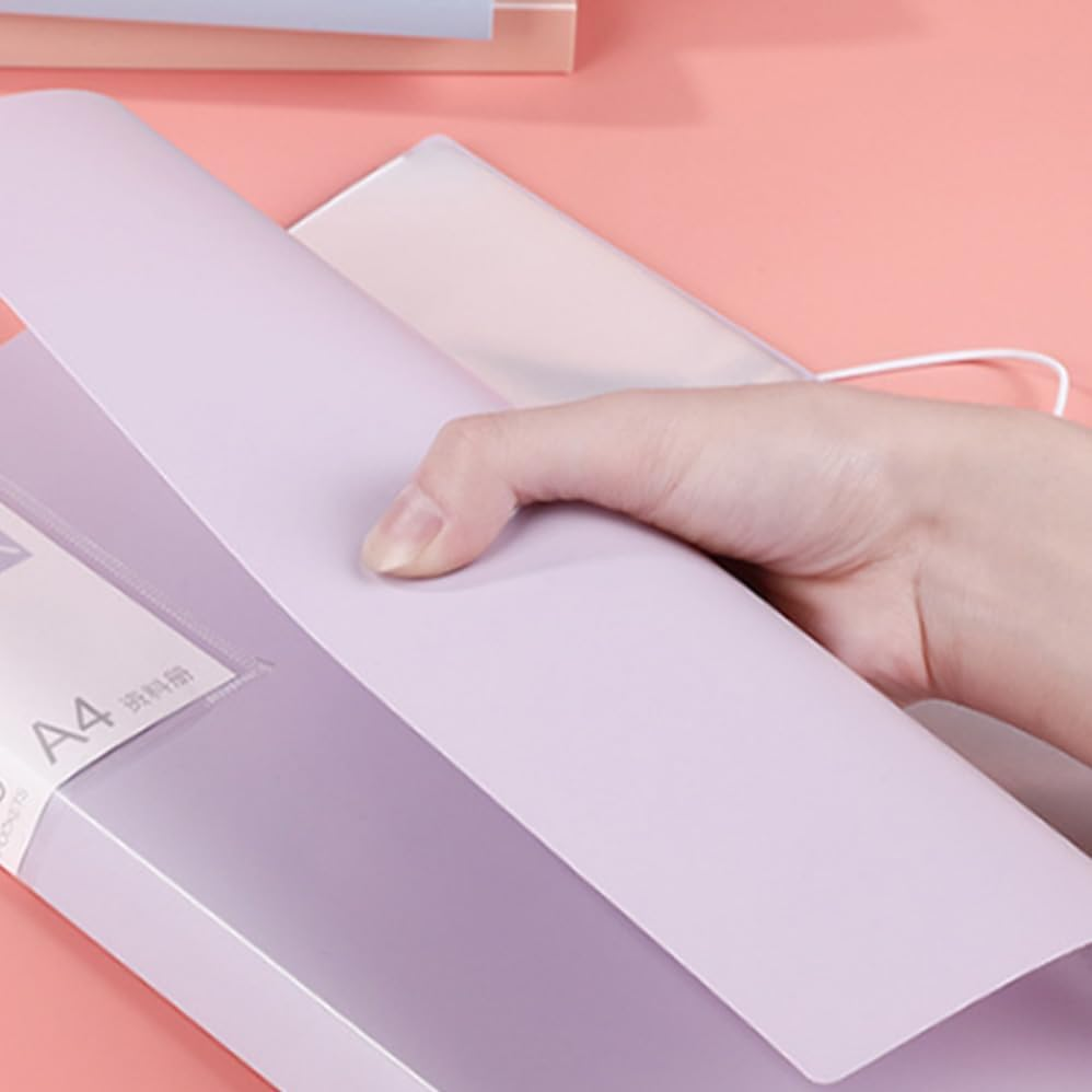 Betterlifewj 5Pcs File Folder, 60 Pages File Bag A4 Transparent Binder File Folder Beige Document Folder for Office and School Supplies(Large) image number 5