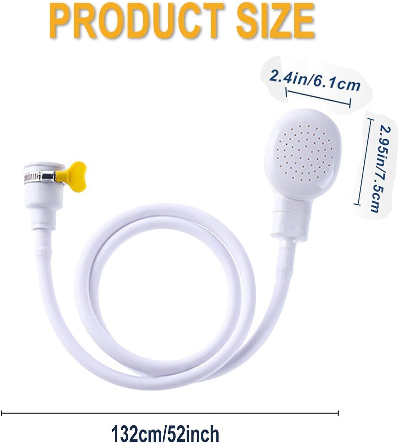 Mumoo Bear Portable Shower Sprayer with 1.3M Flexible Hose - Multi-Purpose Faucet Attachment for Pets, Kids, Plants (White) image number 5