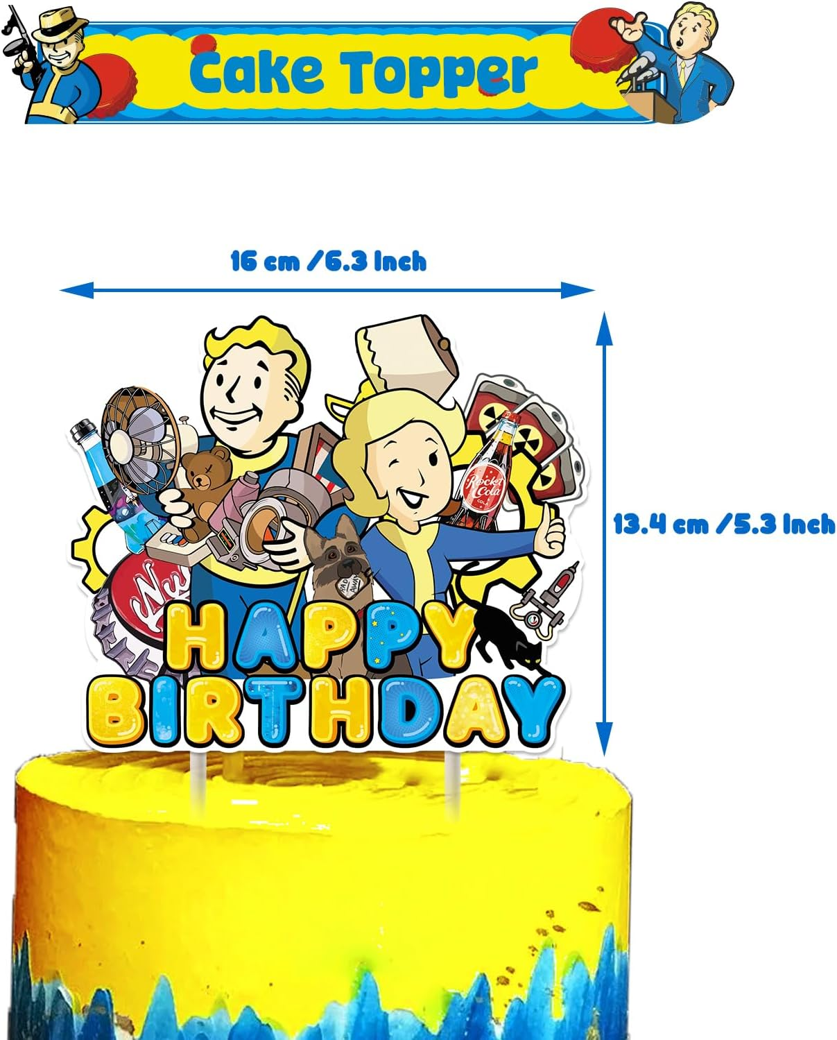 Game Birthday Party Supplies,Game Party Decorations Included Birthday Banner,Cake Topper,12 Cupcake Toppers,16 Balloons image number 4