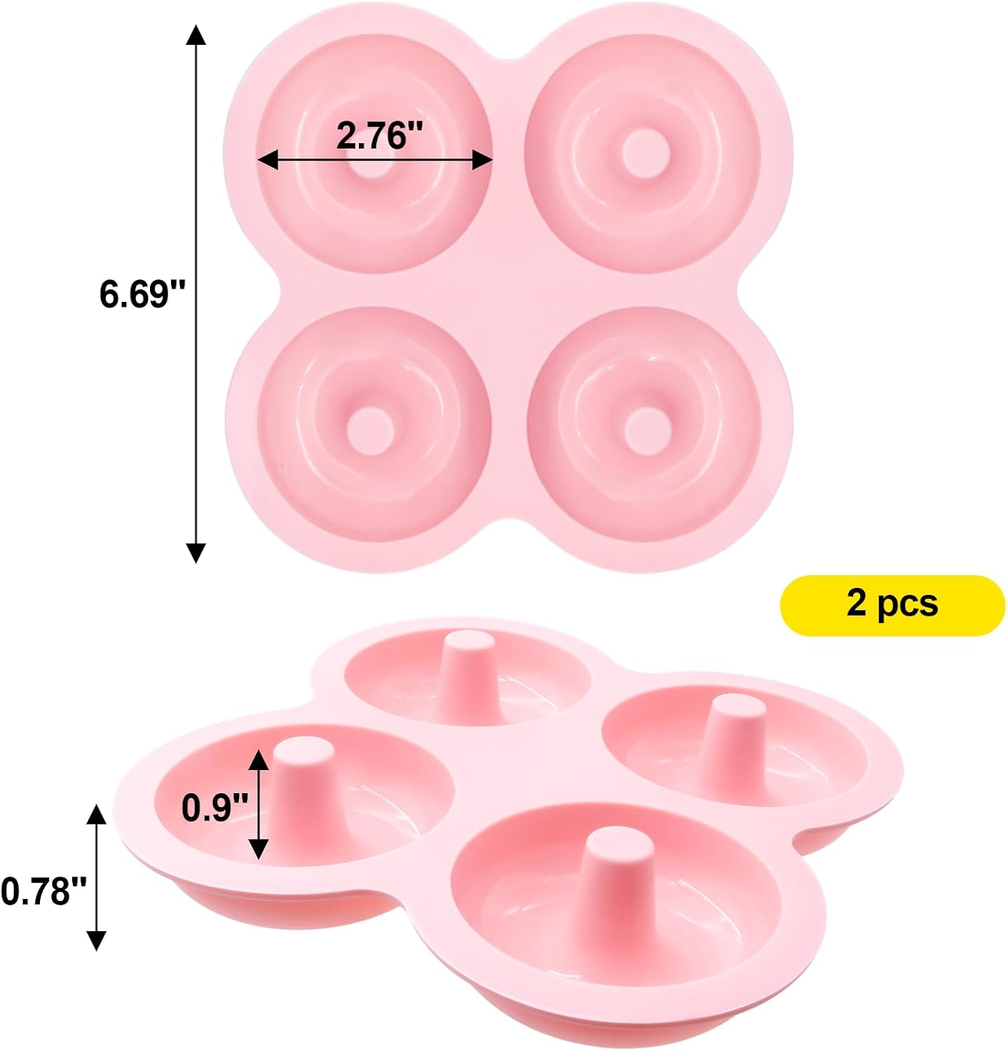 YINARONG 2 Pcs Air Fryer Donut Mold,Donut Pan,Reusable Donut Molds, Silicone Doughnut Mold, Cavity Non-Stick Bagel Pan,Ninja 2Qt-8Qt Air Fryer Accessories, Donut Pan for Baking image number 5