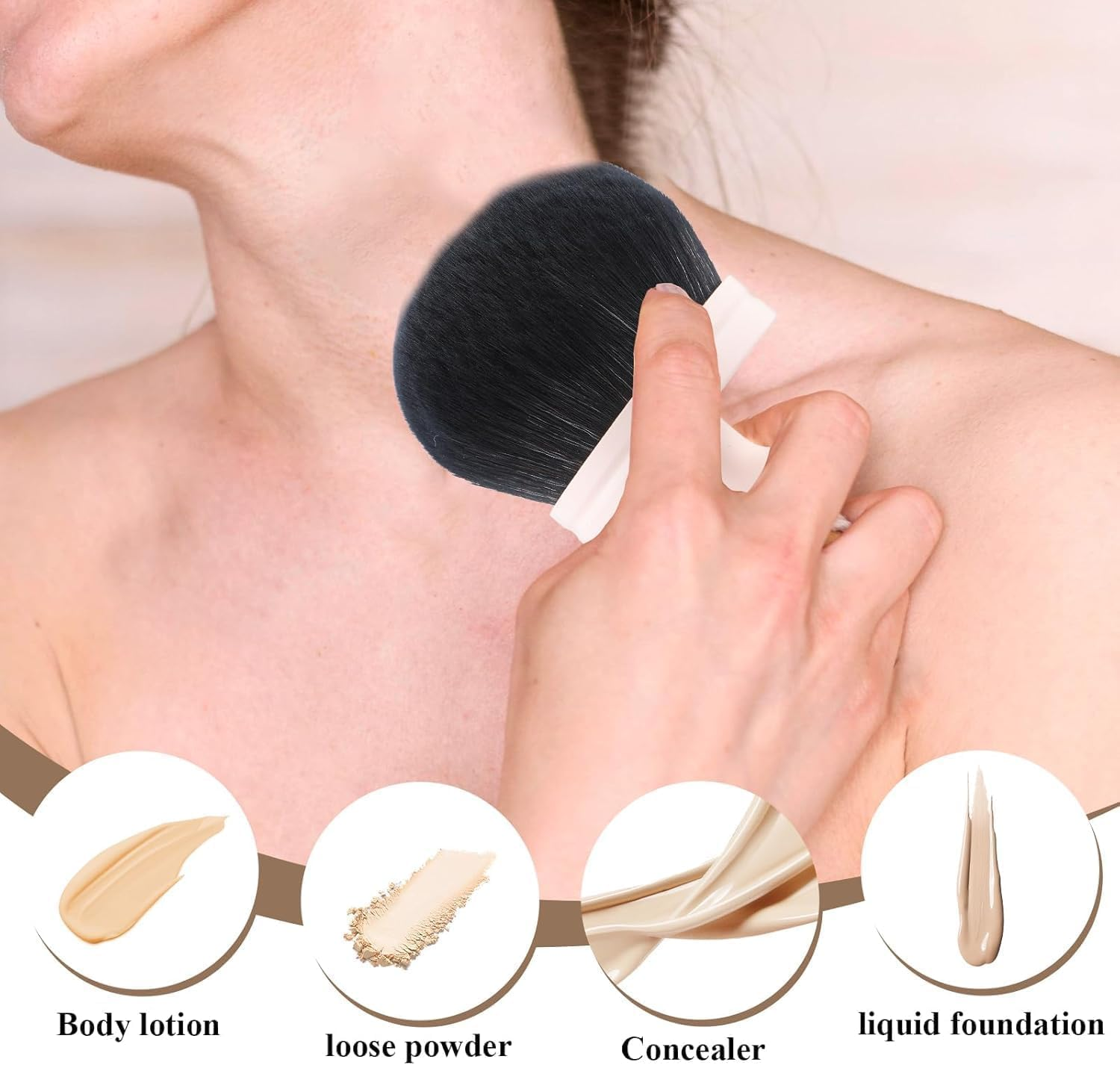 Wide Head Bronzer Body Kabuki Brush for Self Tanner & Back Applicator - 1Pc Extra Large Makeup Brush image number 6