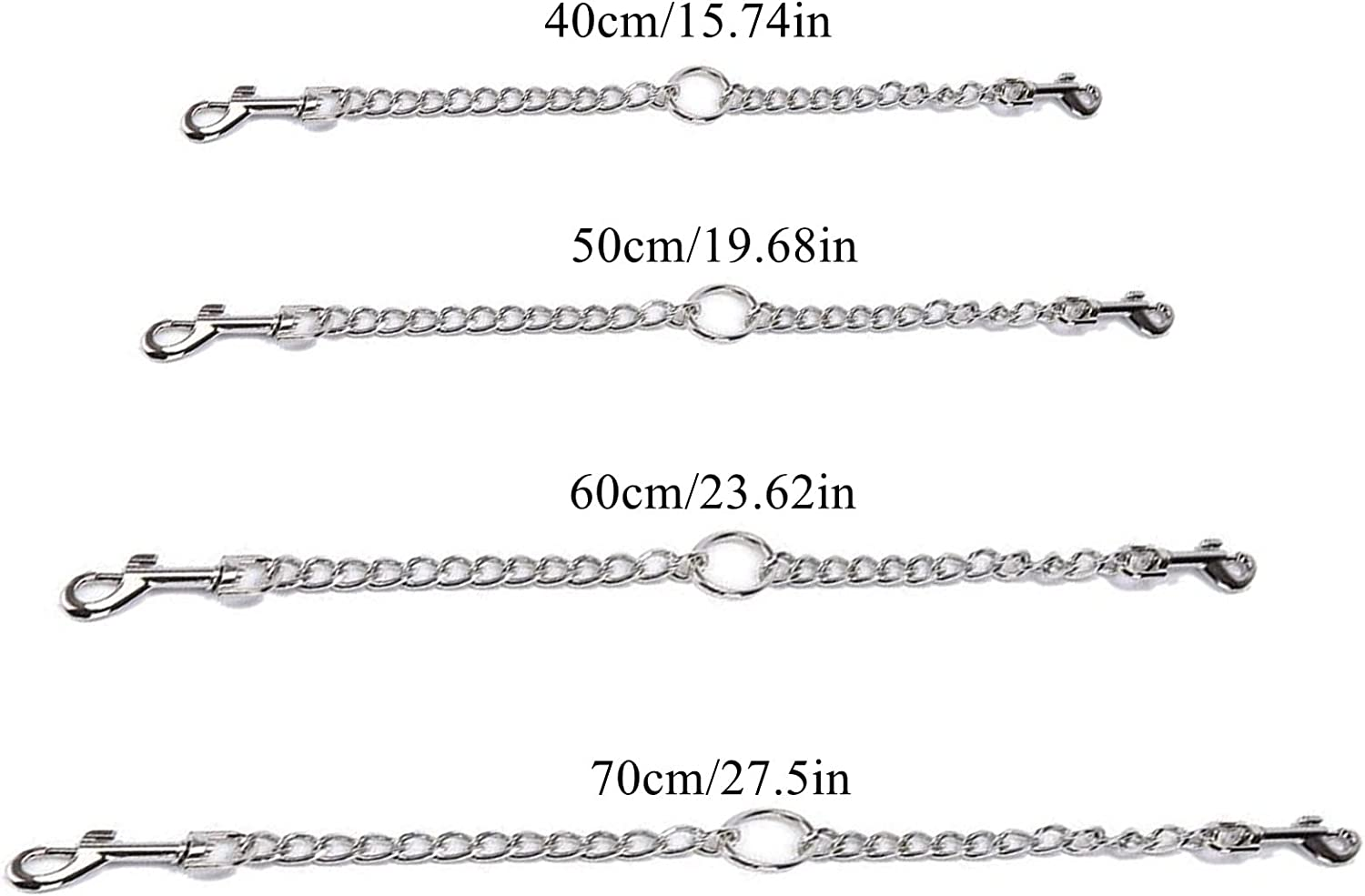 LERTREEUK Double Lead for Dog, Stainless Steel, 2 Way Chain, Double Dog Coupler, 50 Cm