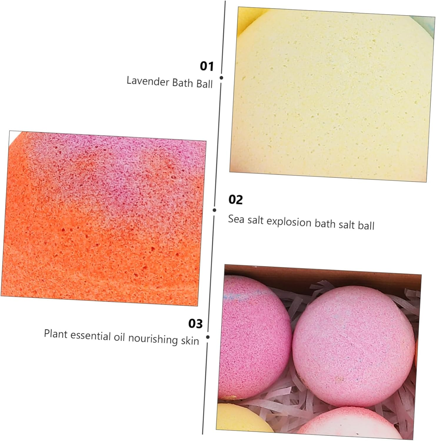 EXQUIMEUBLE 9Pcs Spa Bubble Natural Bath Salt Balls Boys and Girls Shower Bombs Relaxing Balls image number 2