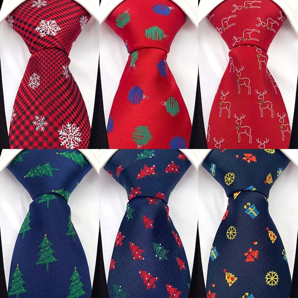 Unique Jacquard Christmas Ties for Men New Year Xmas Party Snowman Necktie Ac8586